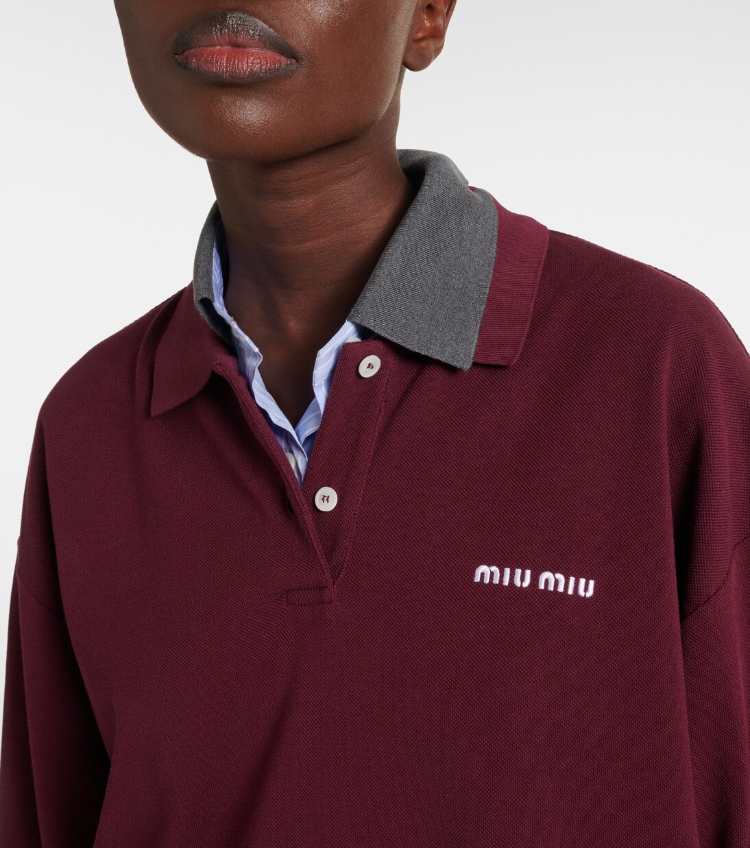 Polo in cotone piqué con logo | Miu Miu