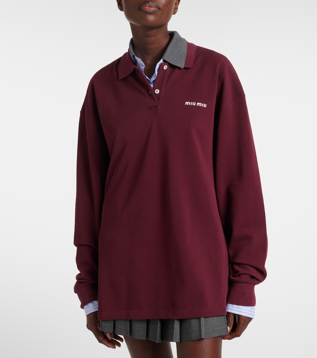 Polo in cotone piqué con logo | Miu Miu