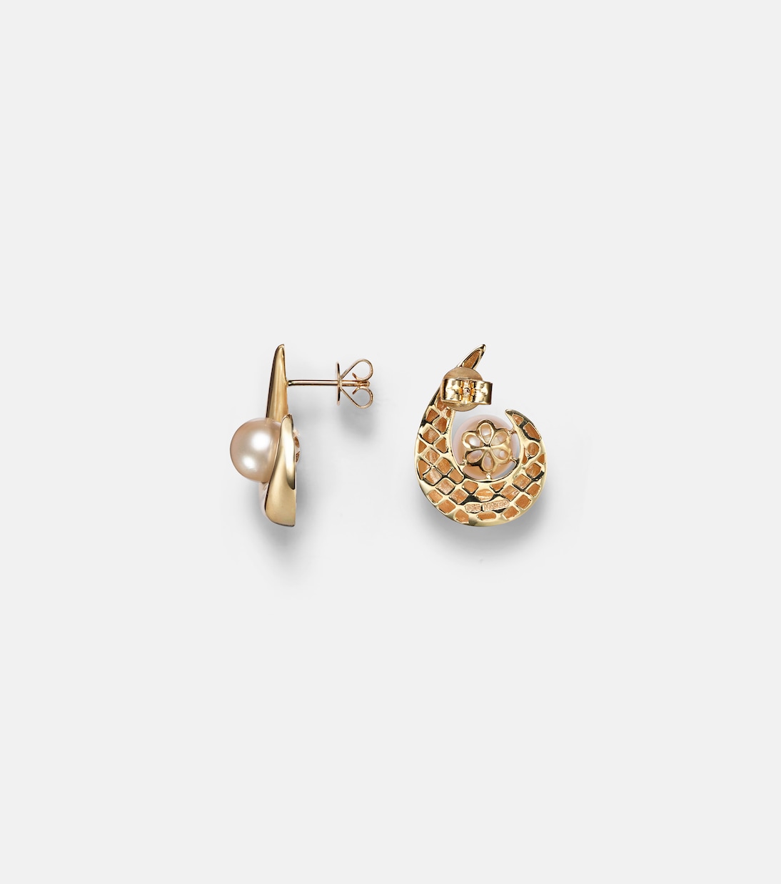 Boucles d'oreilles Pearl Curl en or 14 ct et perles d'eau douce | Mateo