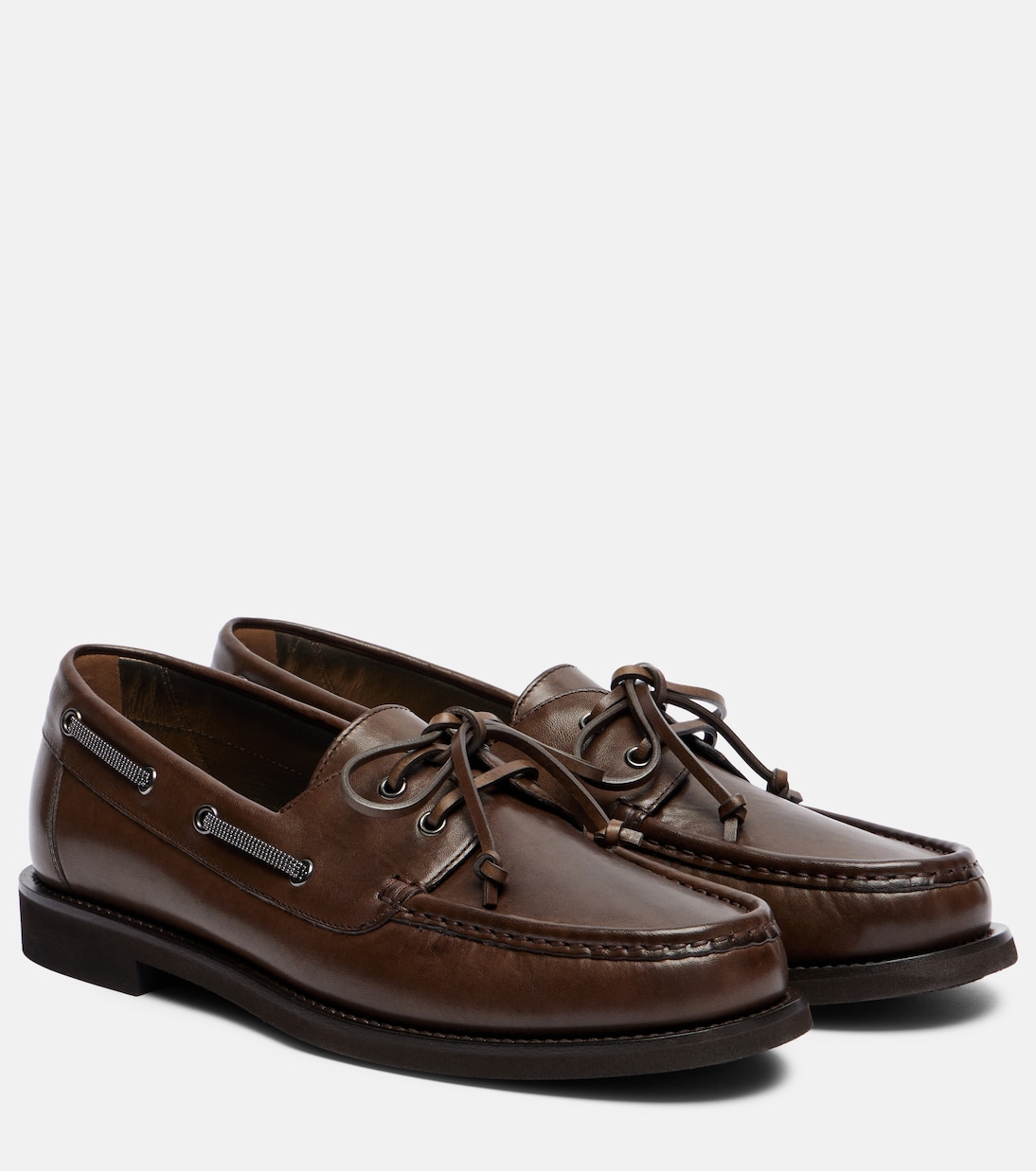 Chaussures bateau Monili en cuir | Brunello Cucinelli