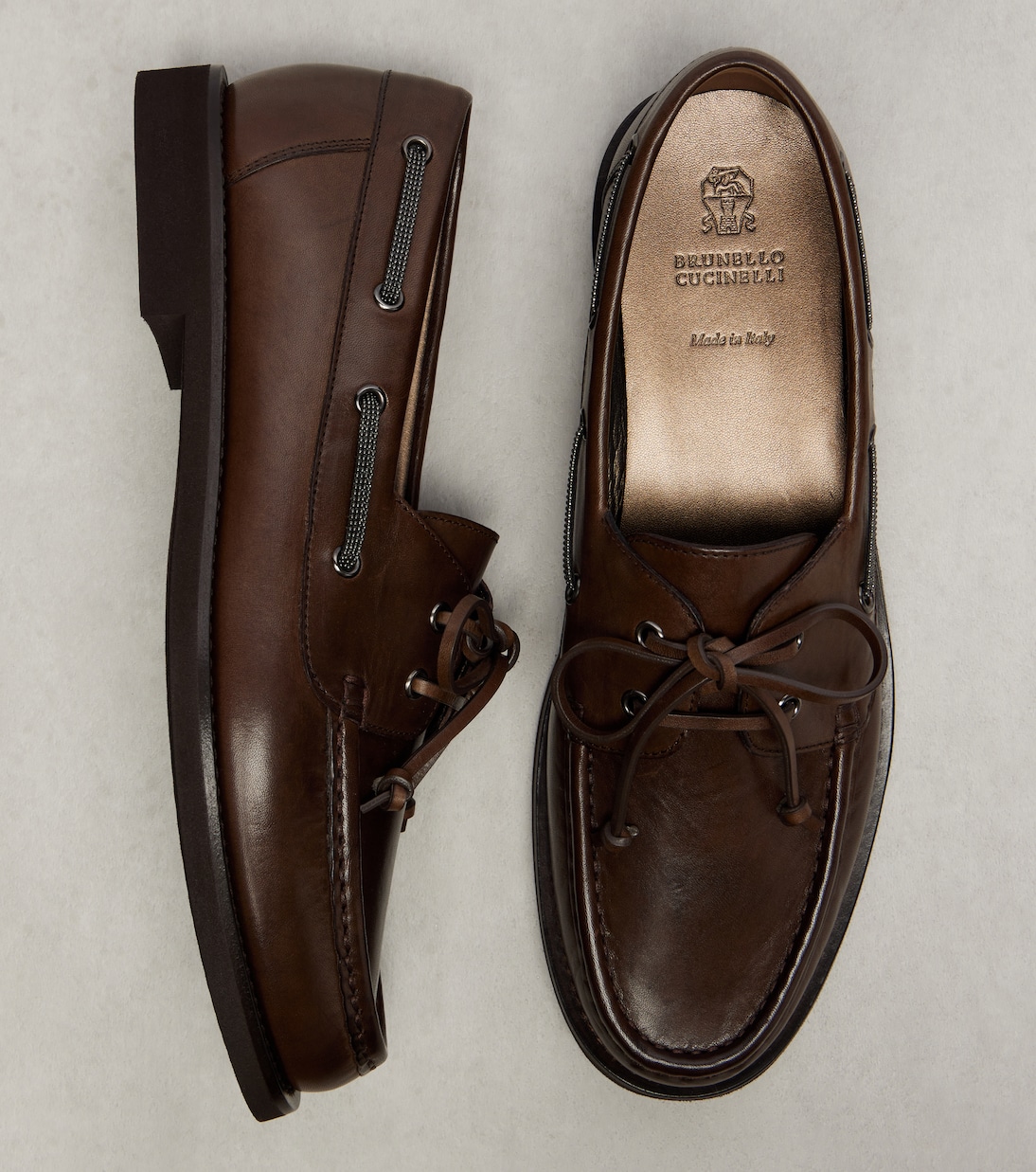 Chaussures bateau Monili en cuir | Brunello Cucinelli
