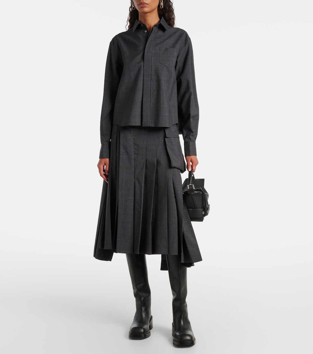 Prince of Wales check wool shirt | Sacai