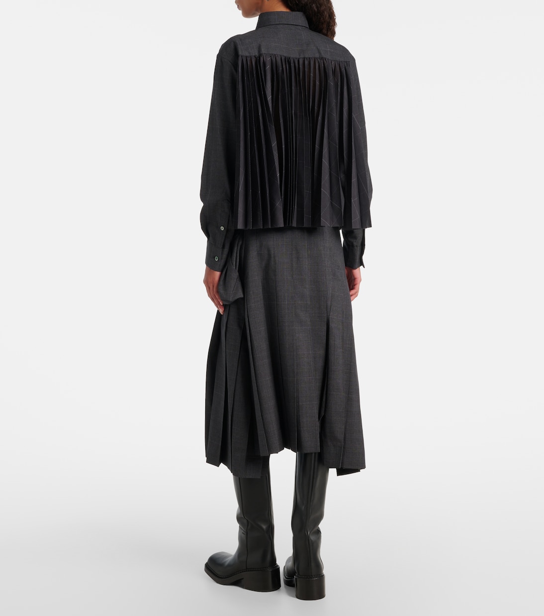 Prince of Wales check wool shirt | Sacai