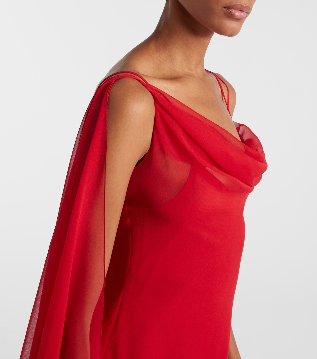 Asymmetric draped silk georgette gown | Blumarine
