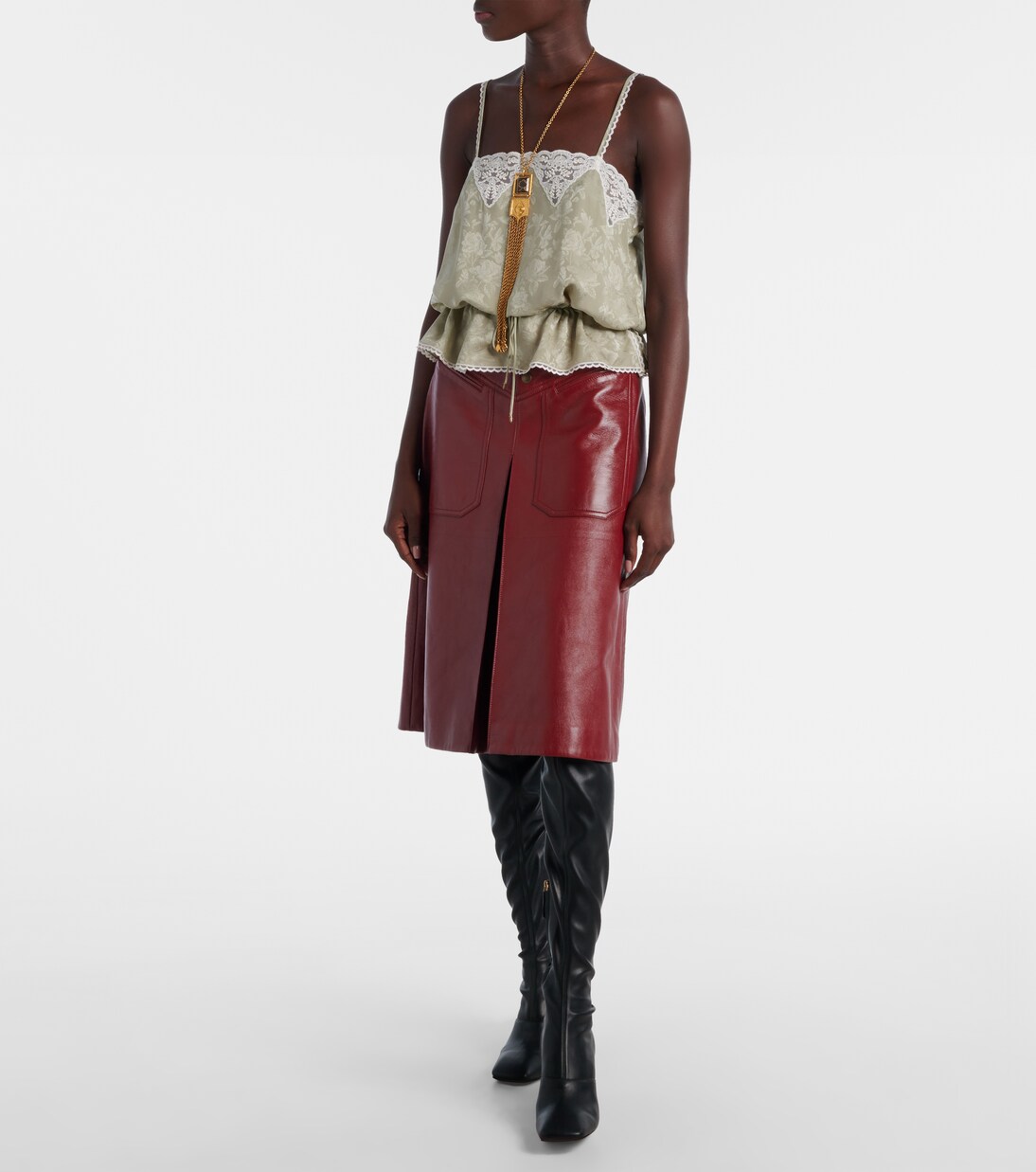 Top aus Seiden-Jacquard mit Spitze | Chloé