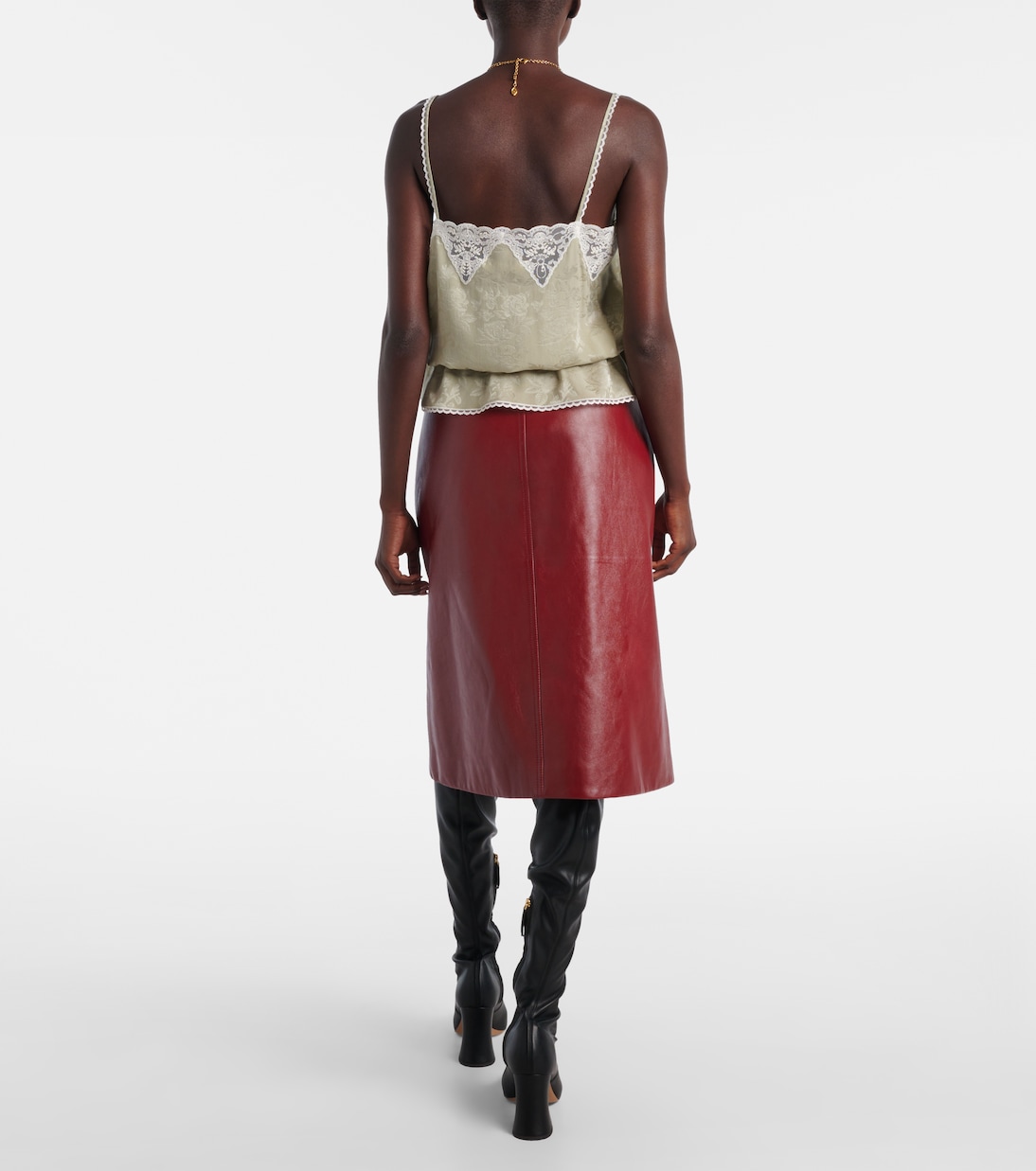 Top aus Seiden-Jacquard mit Spitze | Chloé