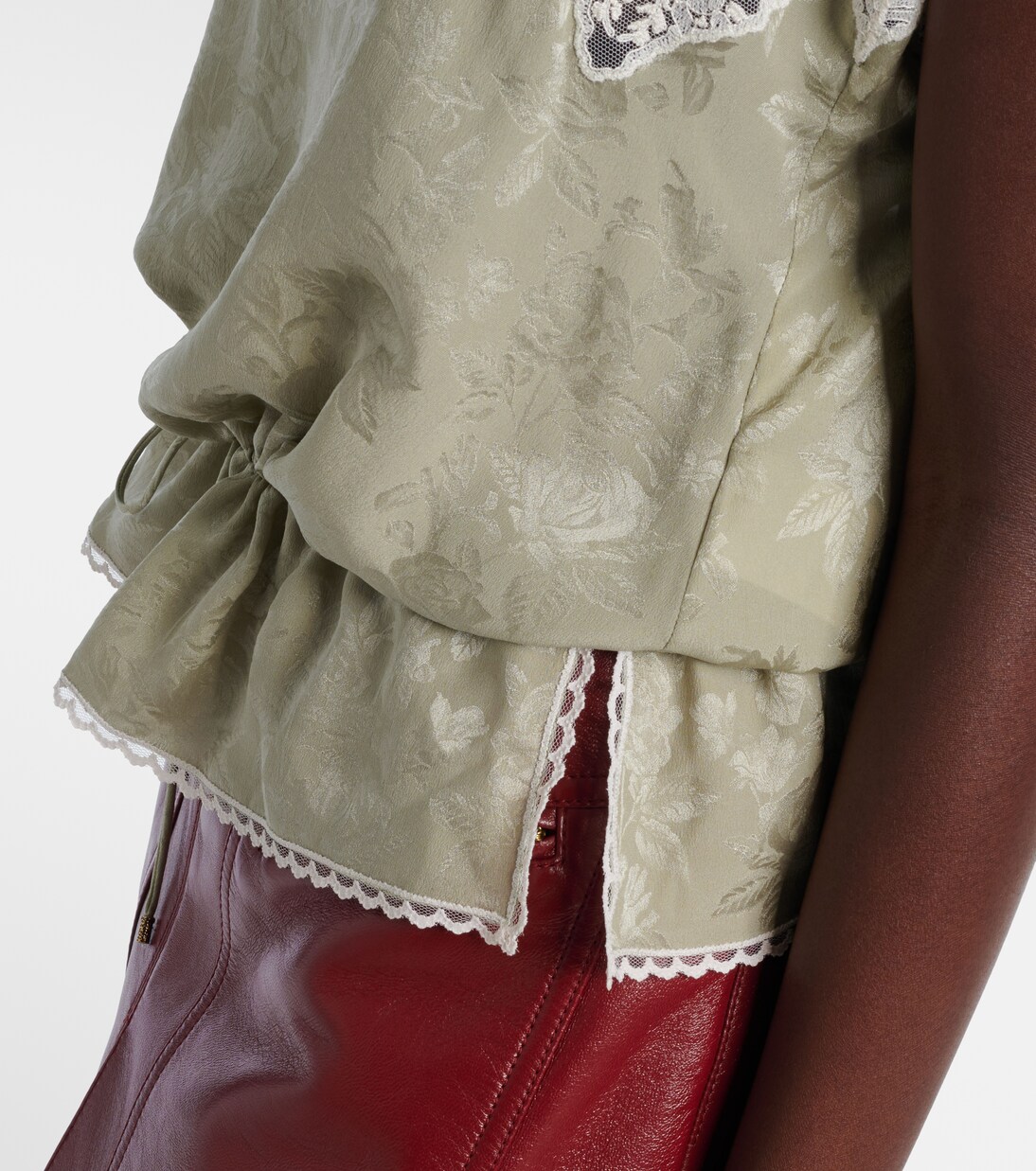 Top aus Seiden-Jacquard mit Spitze | Chloé