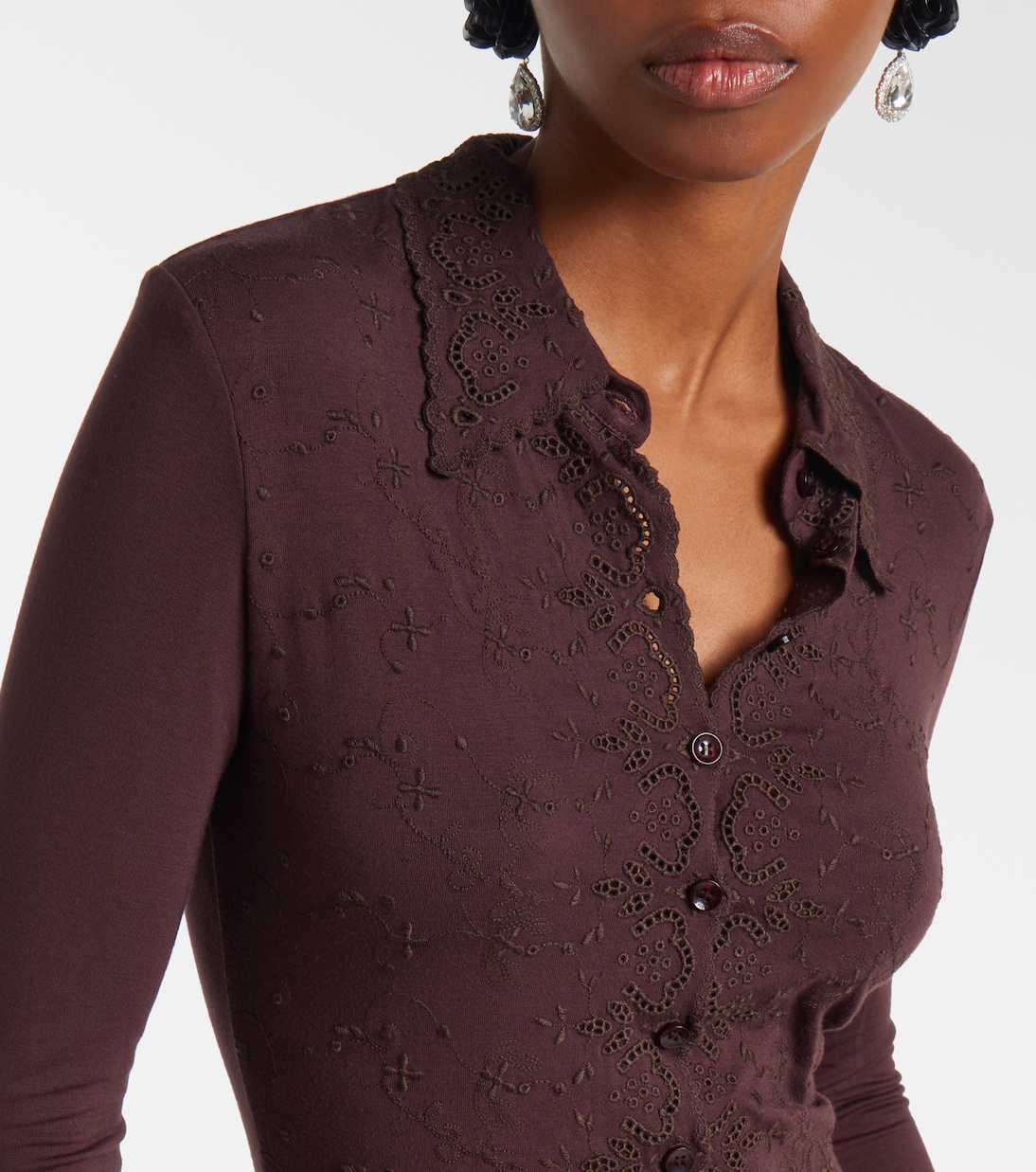Embroidered cotton-blend bodysuit | Magda Butrym