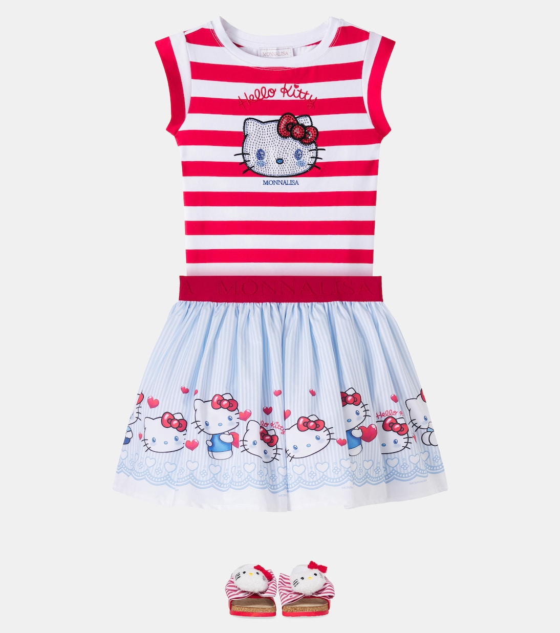 x Hello Kitty – T-shirt rayé en coton mélangé | Monnalisa