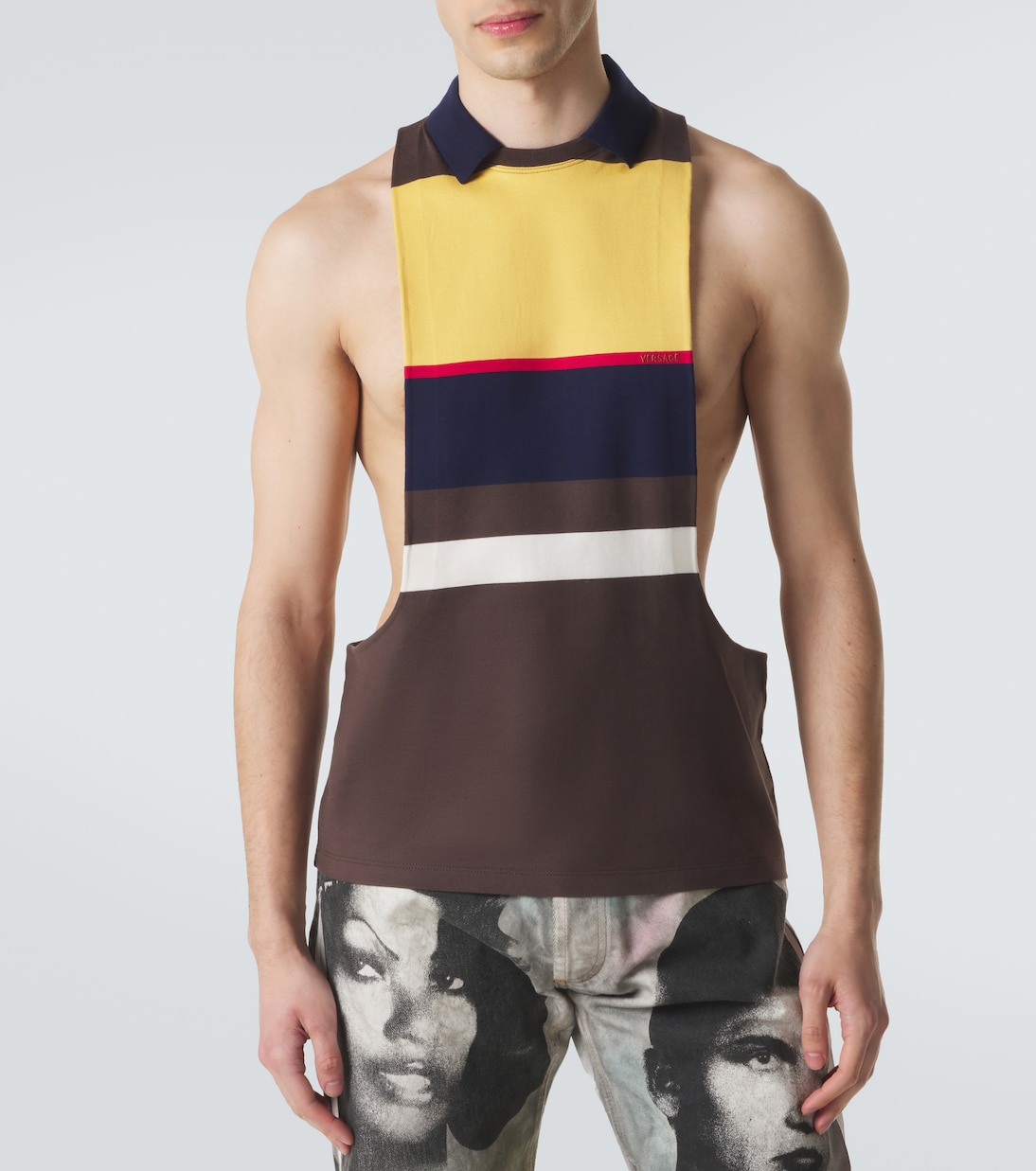 Striped cotton tank top | Versace