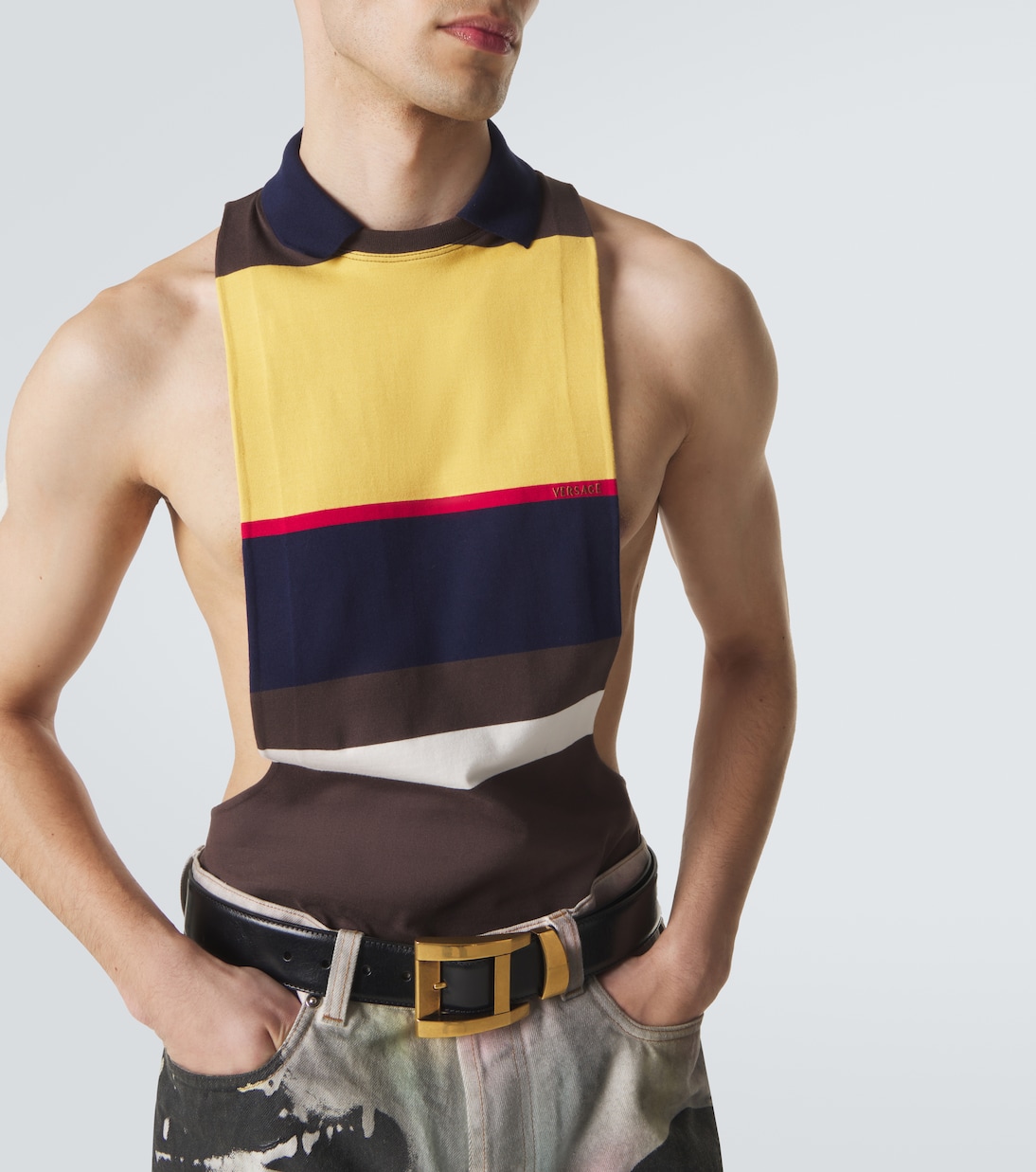 Striped cotton tank top | Versace