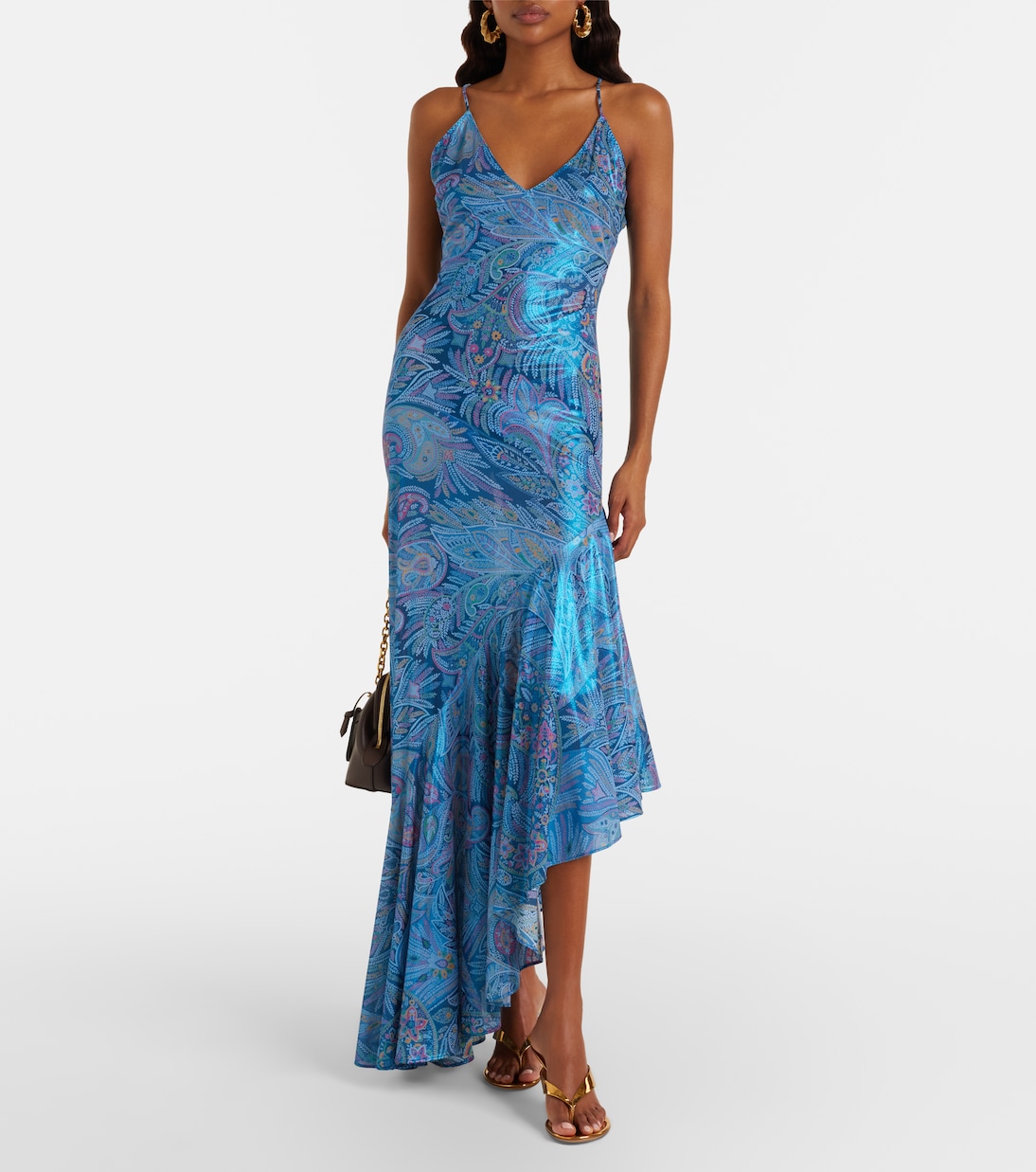 Paisley asymmetric ruffled midi dress | Etro