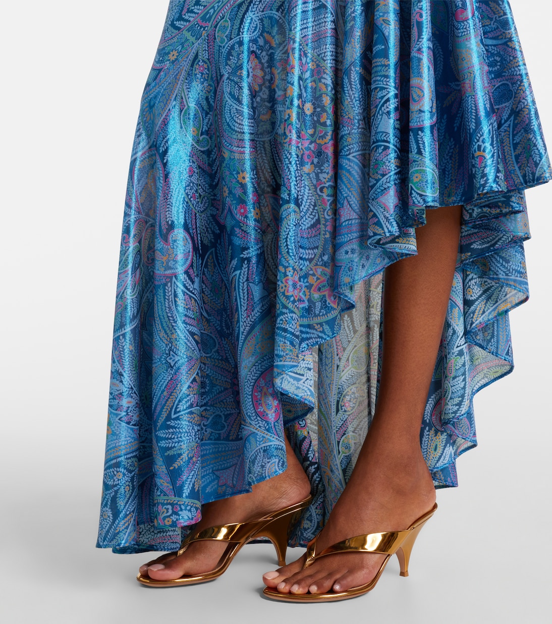 Paisley asymmetric ruffled midi dress | Etro