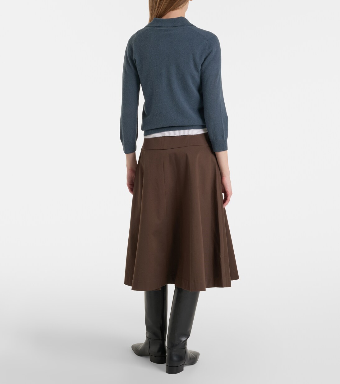 Cotton twill midi skirt | Vince