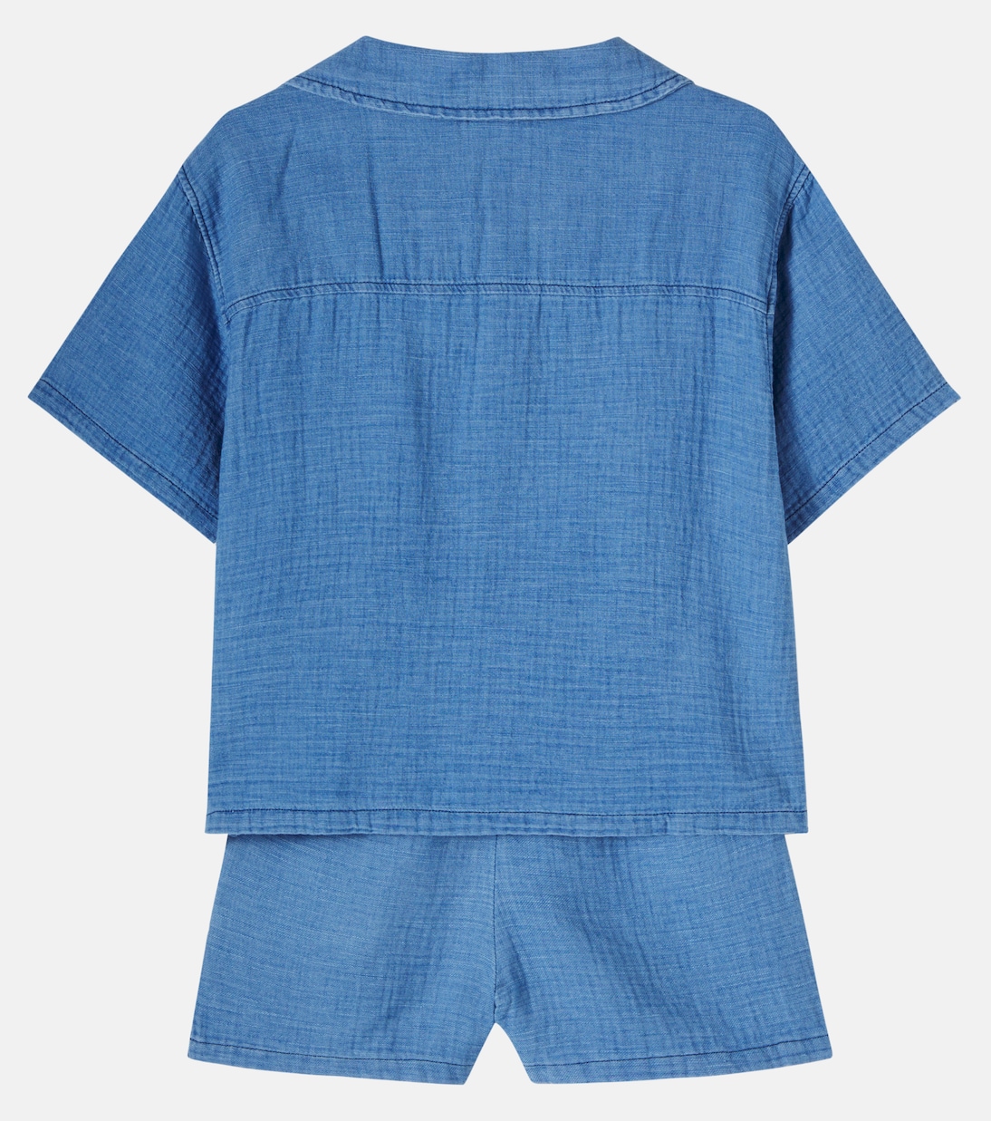Gale cotton chambray bowling shirt and shorts set | Cozmo
