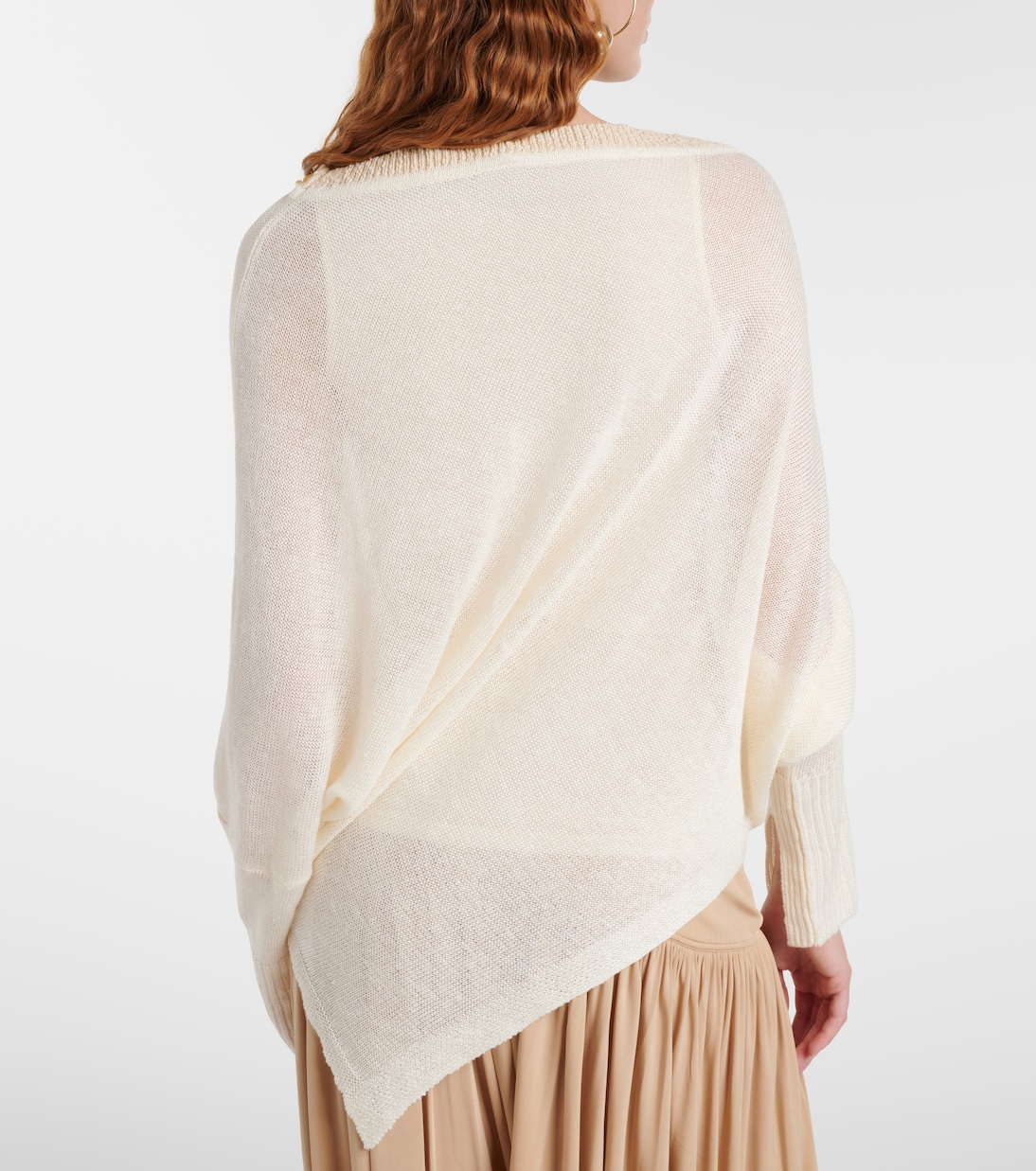 Beaded asymmetric linen-blend sweater | Xu Zhi