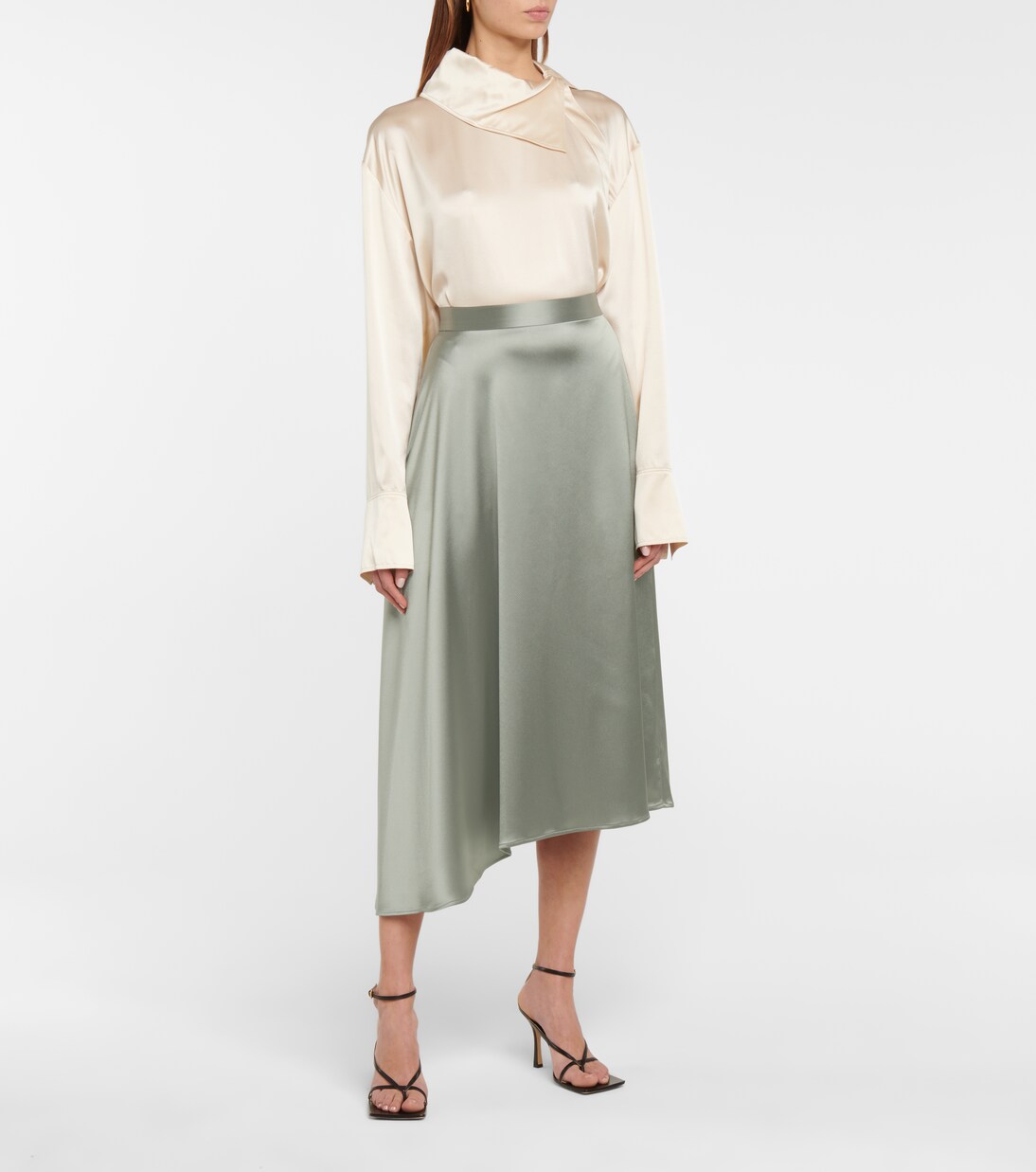 Falda lencera midi Merel asimétrica | Deveaux New York