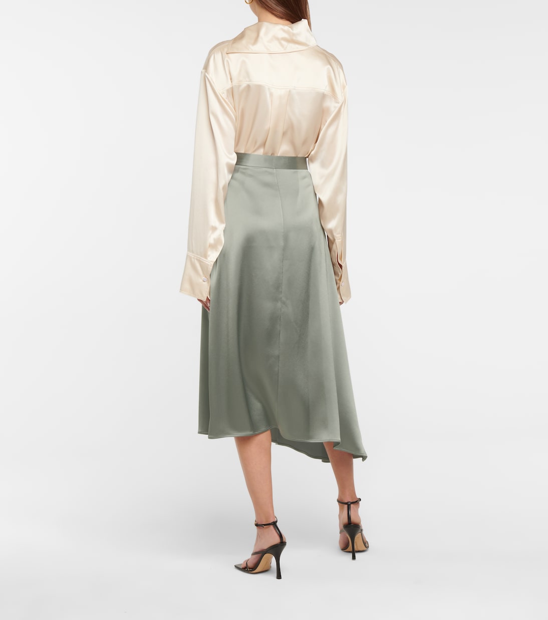 Falda lencera midi Merel asimétrica | Deveaux New York