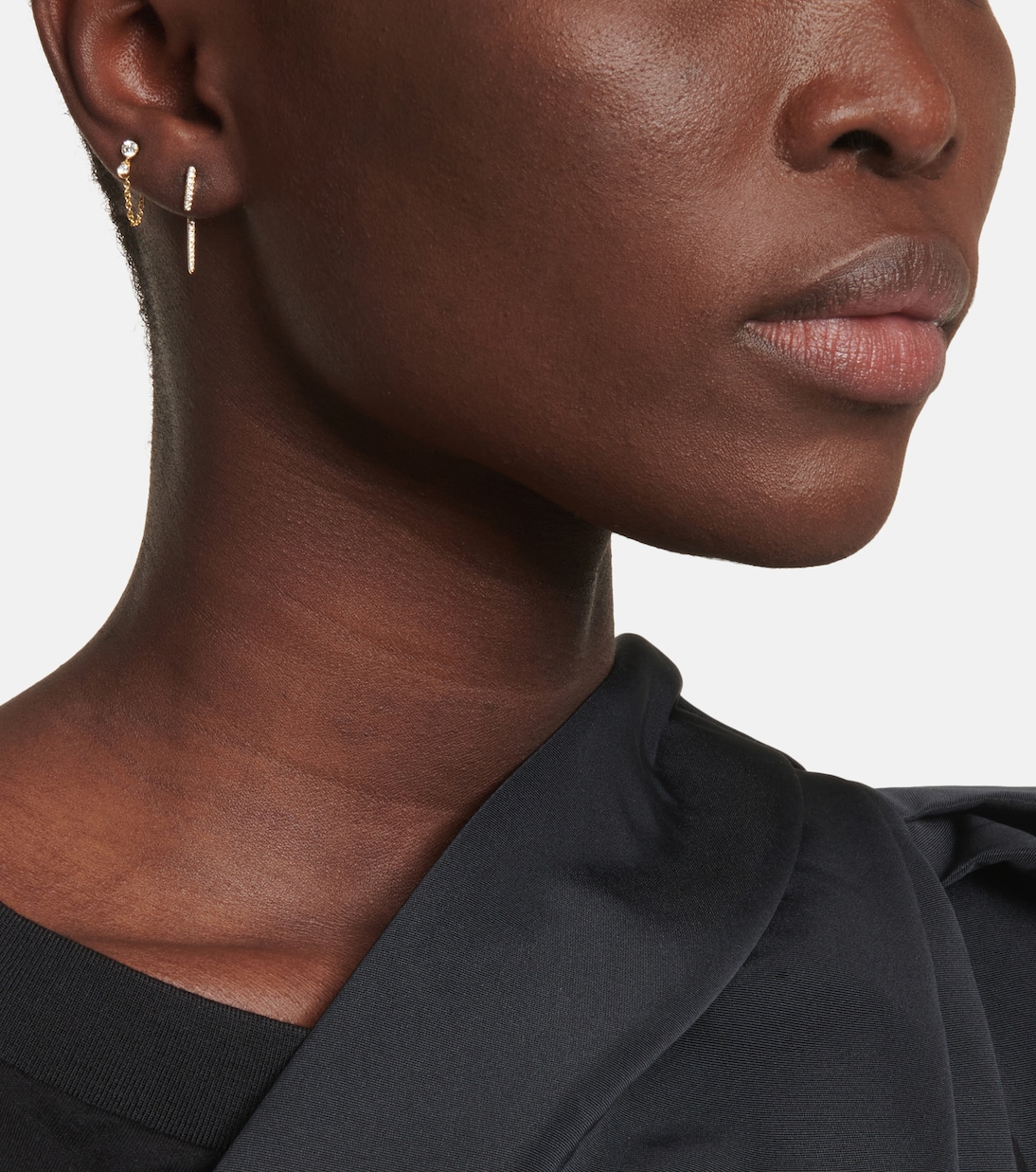 Invisible Dangle Chain 18kt gold single earring with diamonds | Maria Tash