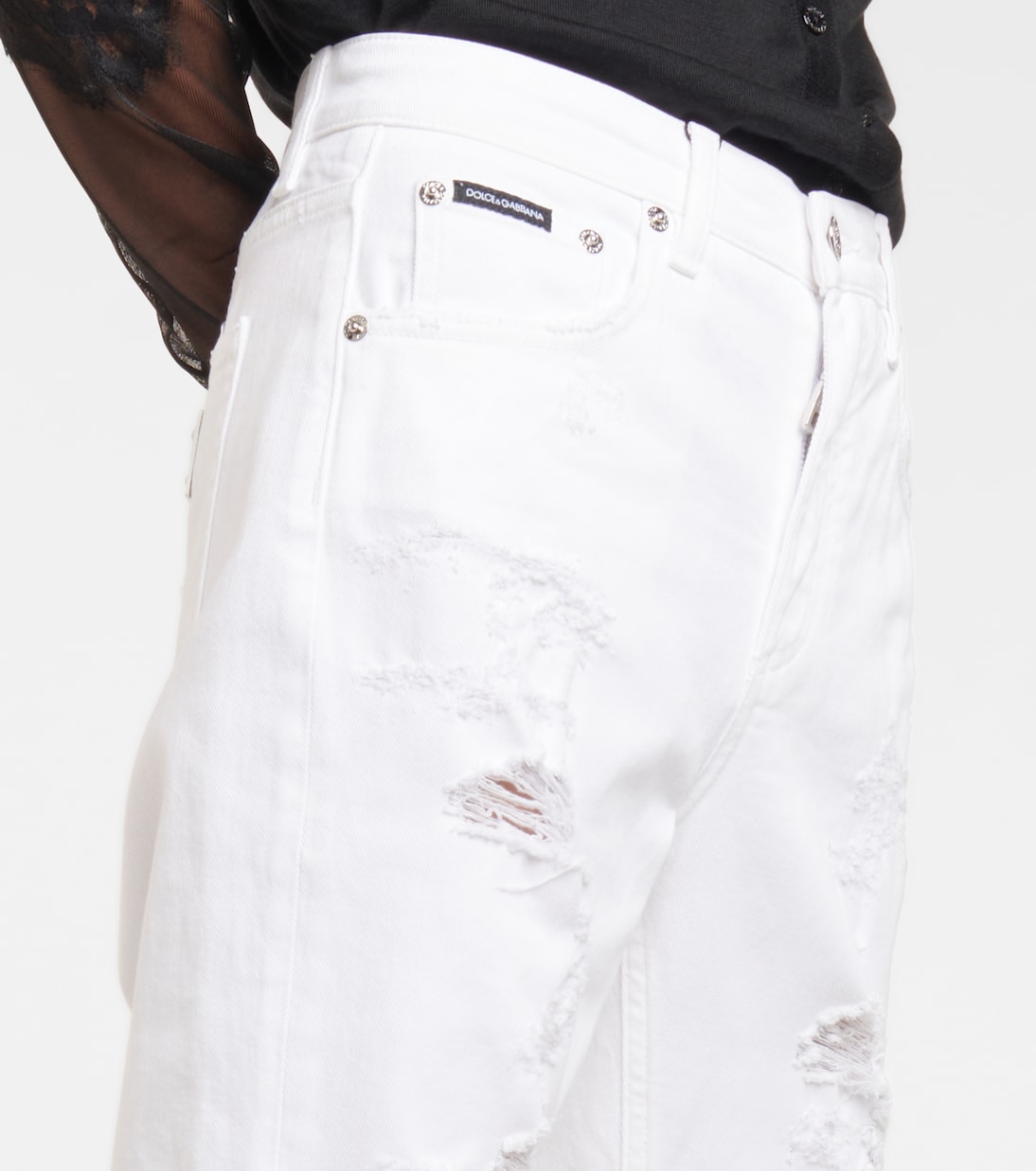 Jeans rectos de tiro alto desgastados | Dolce&Gabbana