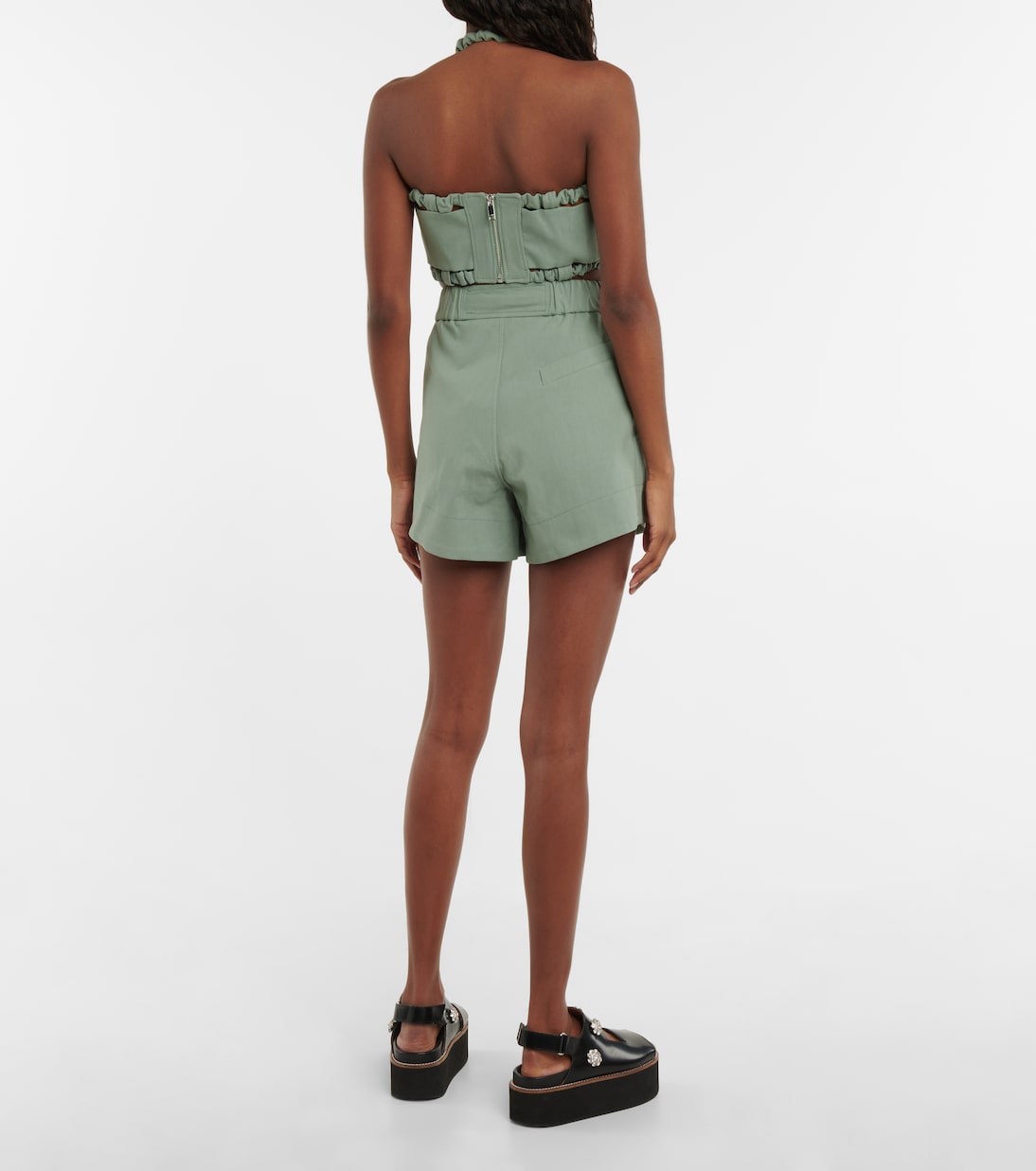 Shorts a vita media in cotone | Ganni