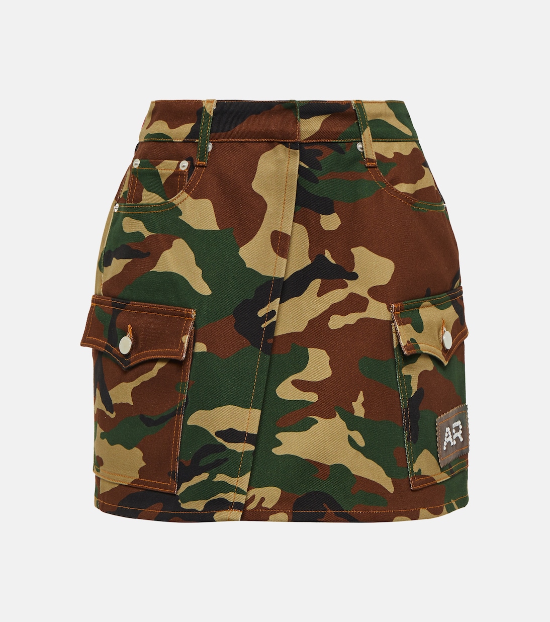 High-rise camouflage gabardine miniskirt | Alessandra Rich
