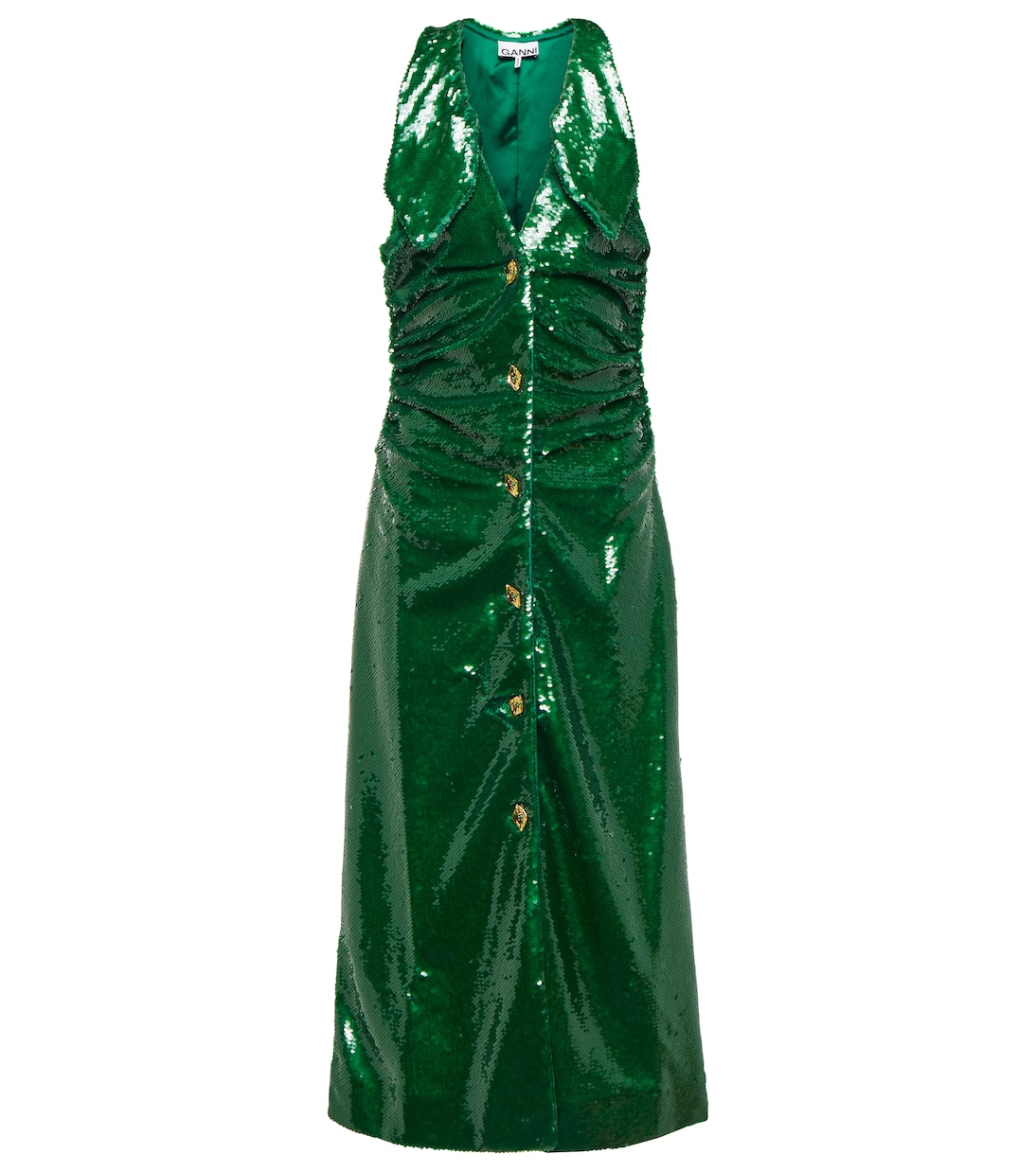 Sequined ruched midi dress | Ganni