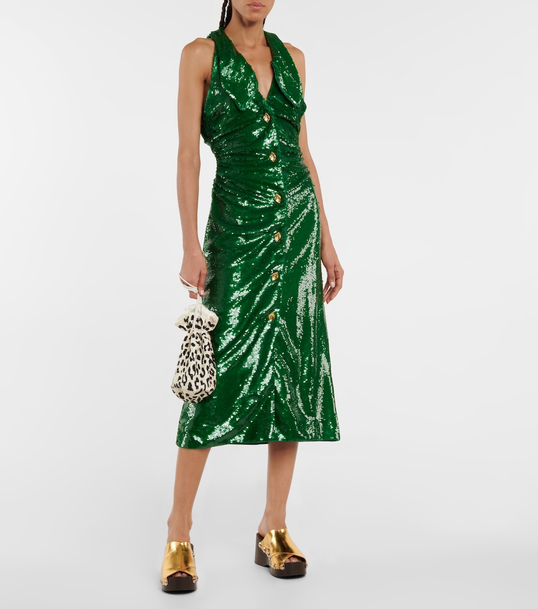 Sequined ruched midi dress | Ganni