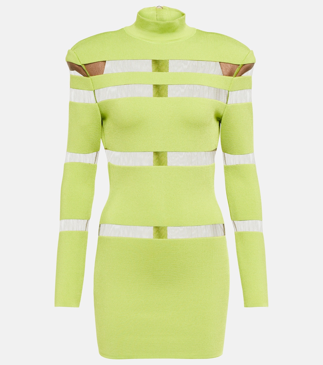 Turtleneck mesh-paneled minidress | Balmain