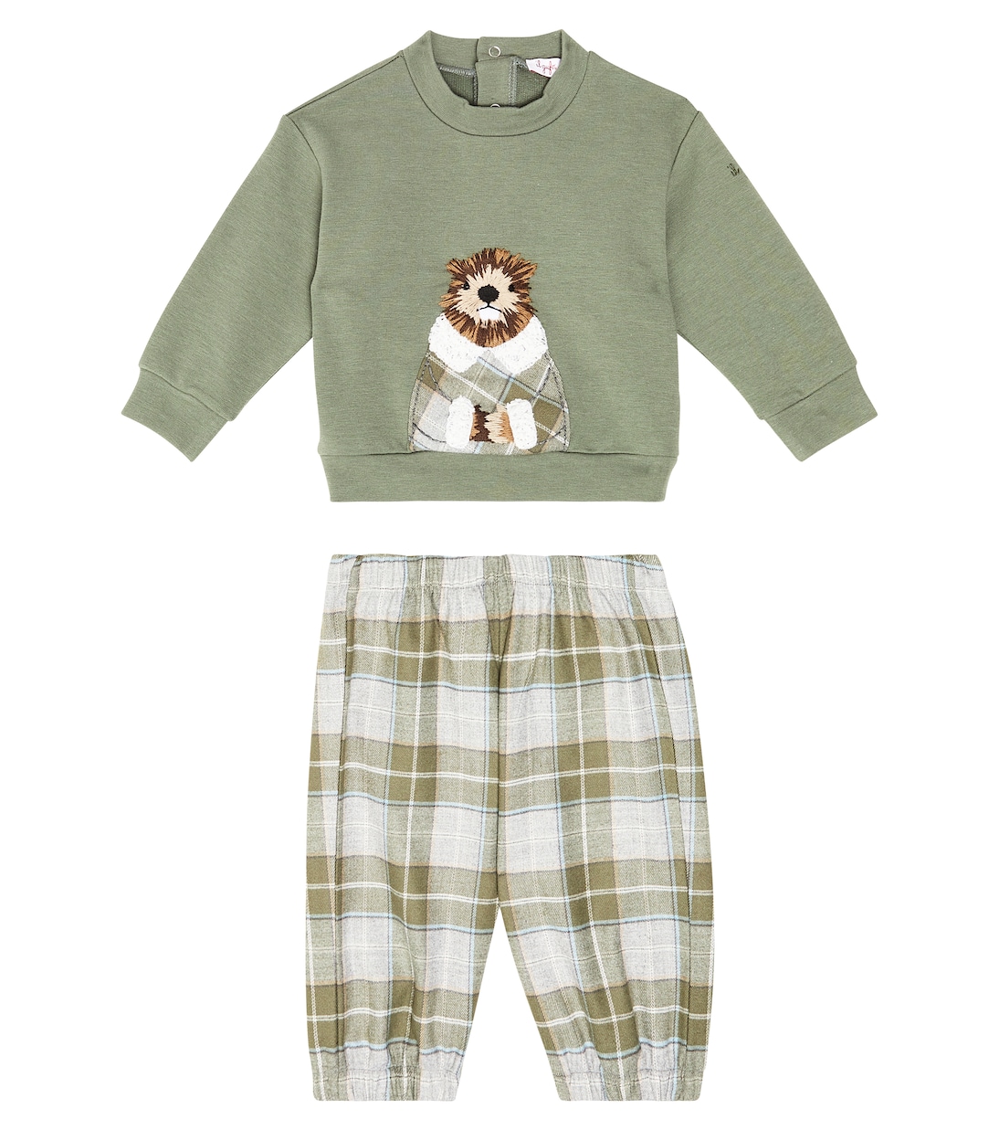 Baby printed fleece sweatshirt and pant set | Il Gufo