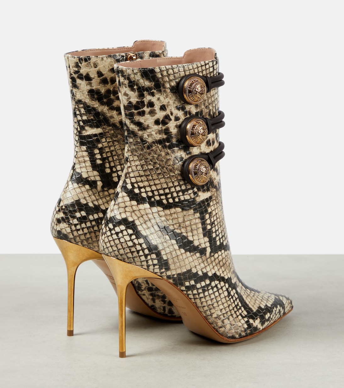 Alma snake-effect leather ankle boots | Balmain
