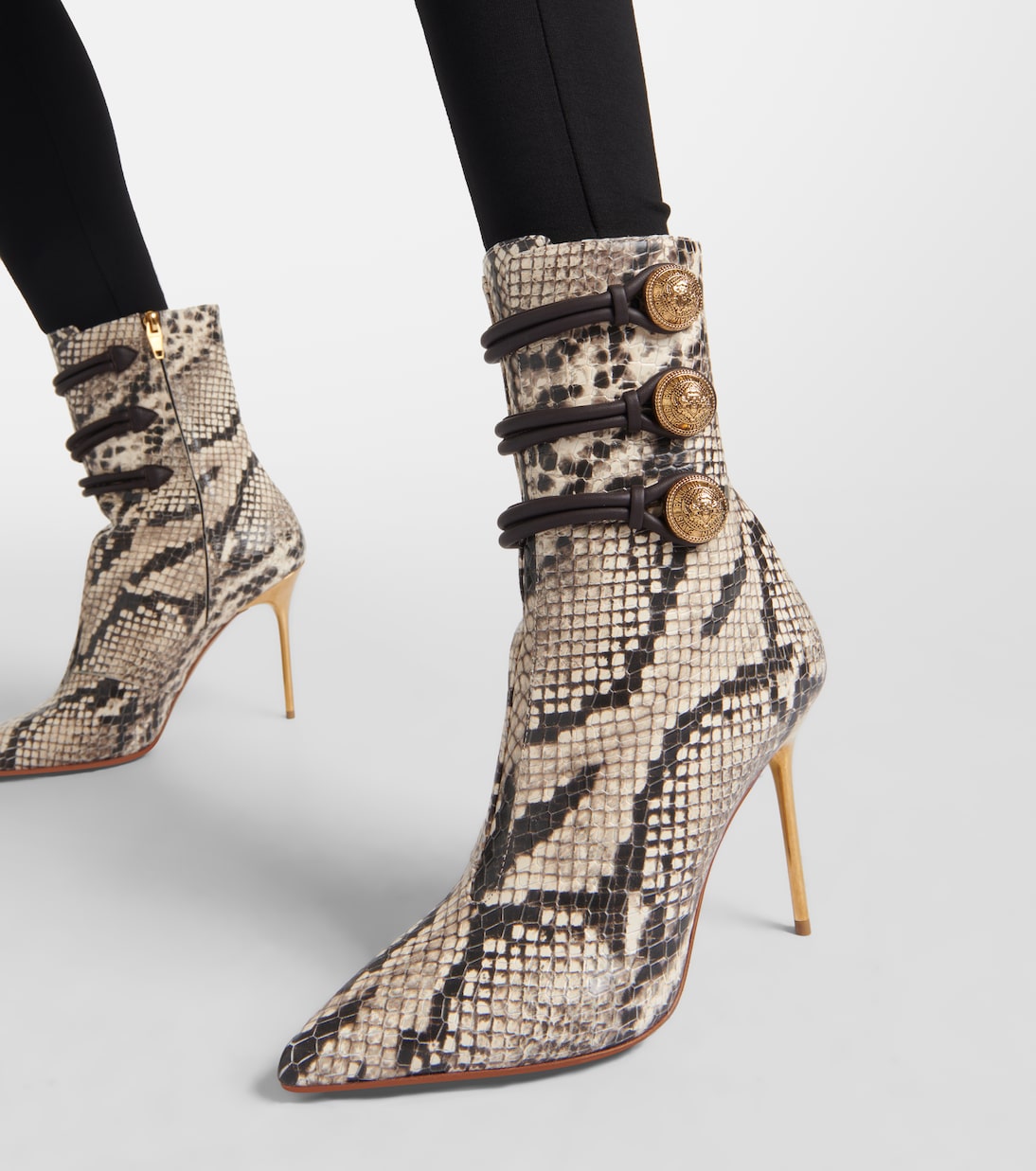 Alma snake-effect leather ankle boots | Balmain