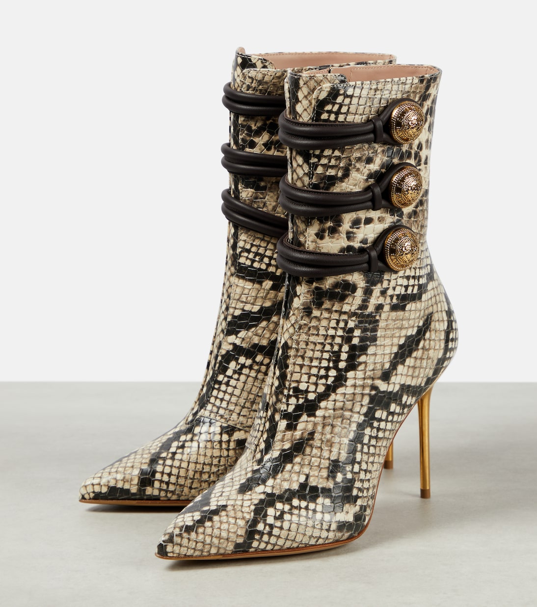Alma snake-effect leather ankle boots | Balmain
