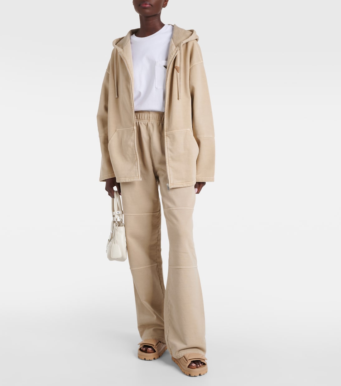 Felpa oversize in cotone con cappuccio | Prada