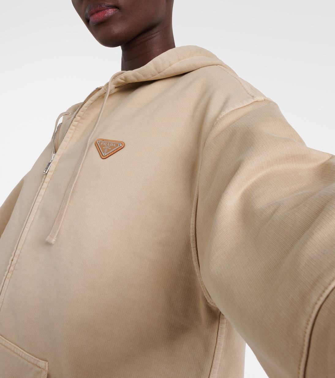 Felpa oversize in cotone con cappuccio | Prada
