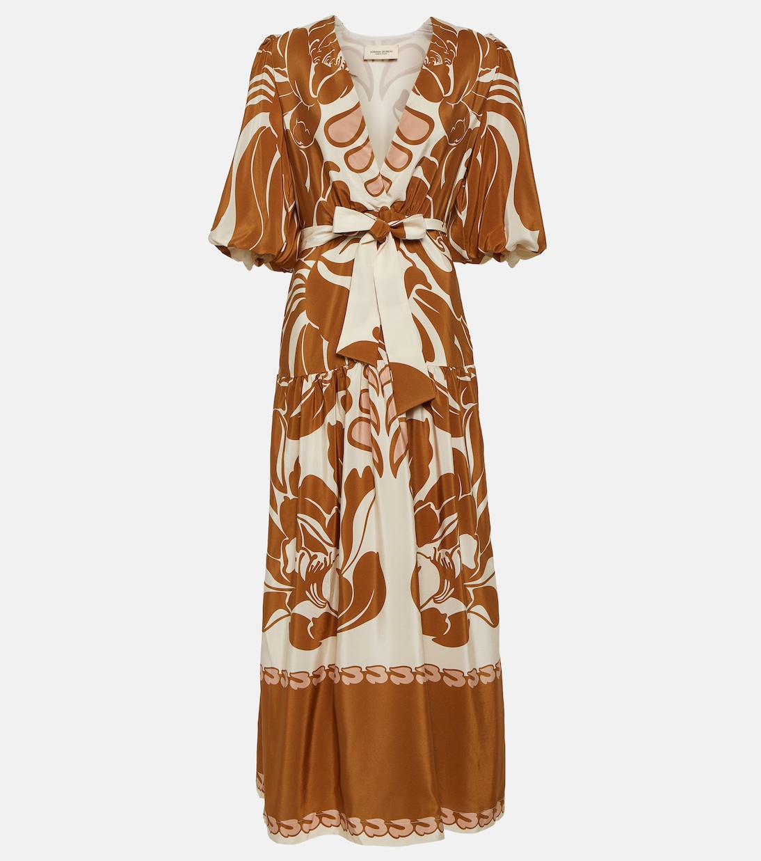 Vestido largo de seda estampado | Adriana Degreas