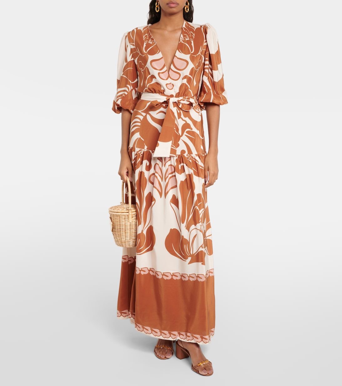 Vestido largo de seda estampado | Adriana Degreas