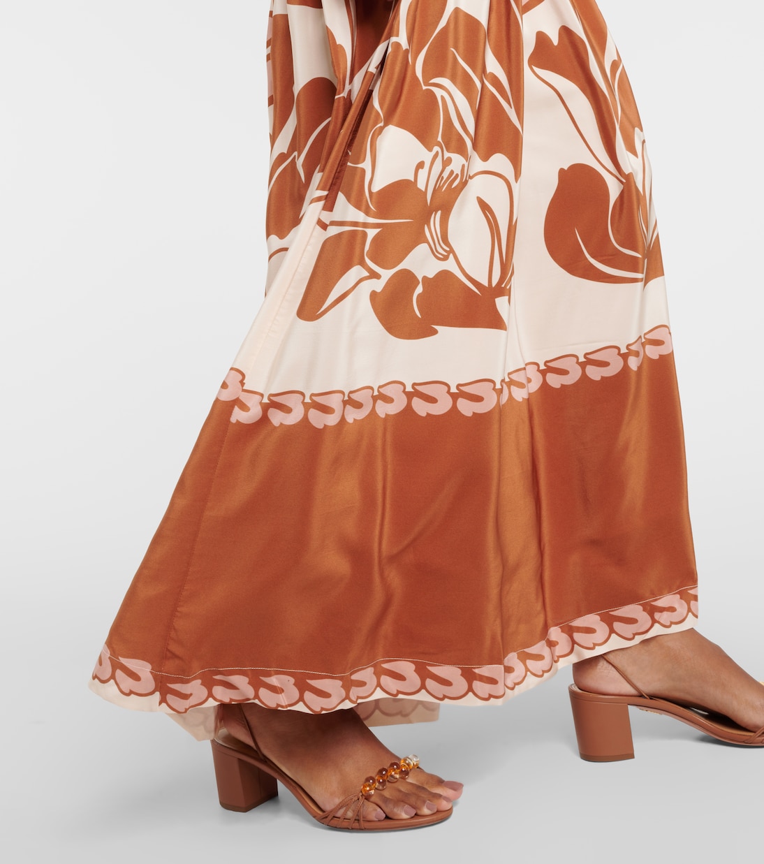 Vestido largo de seda estampado | Adriana Degreas
