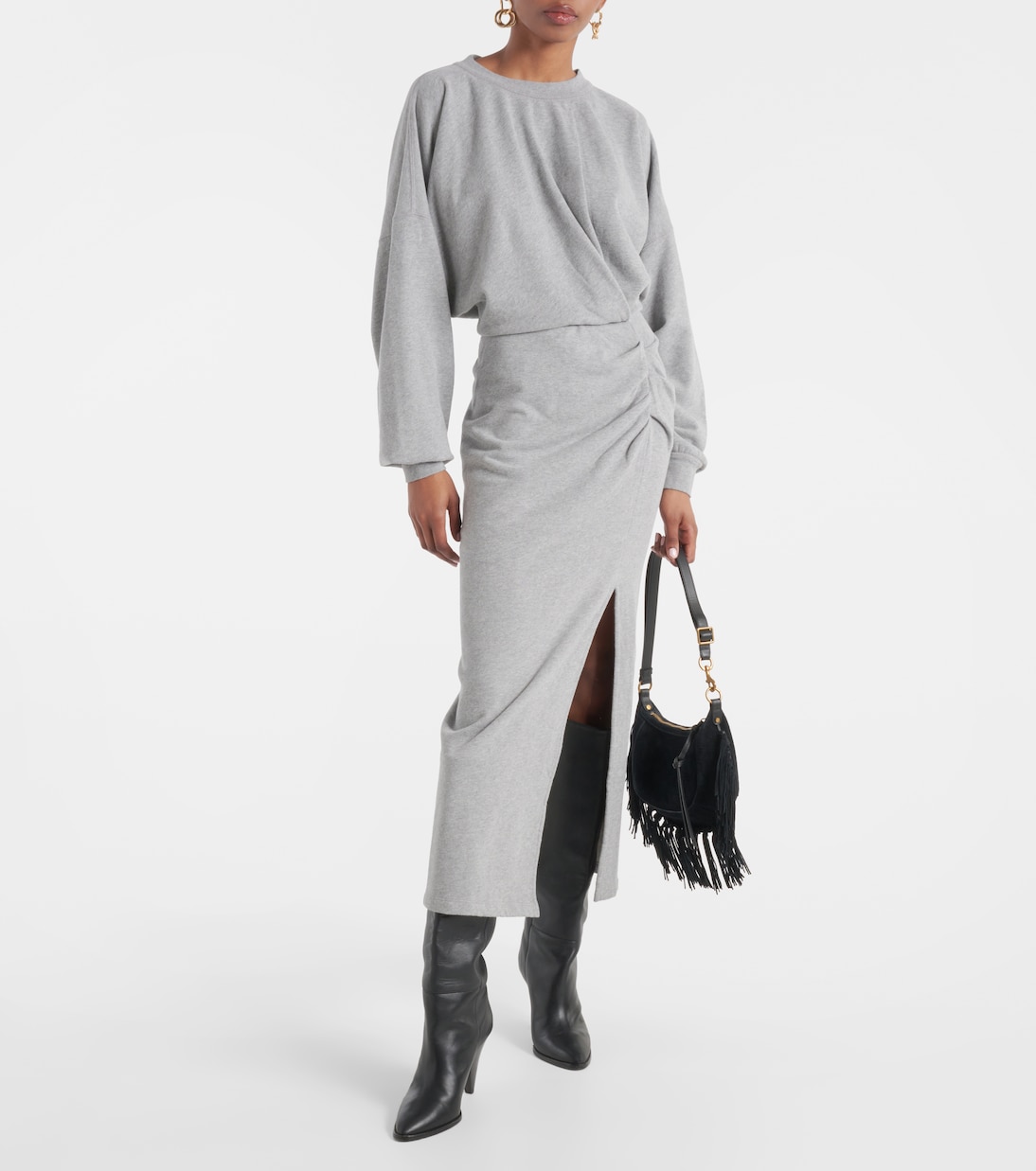 Salomon ruched cotton jersey midi dress | Marant Etoile