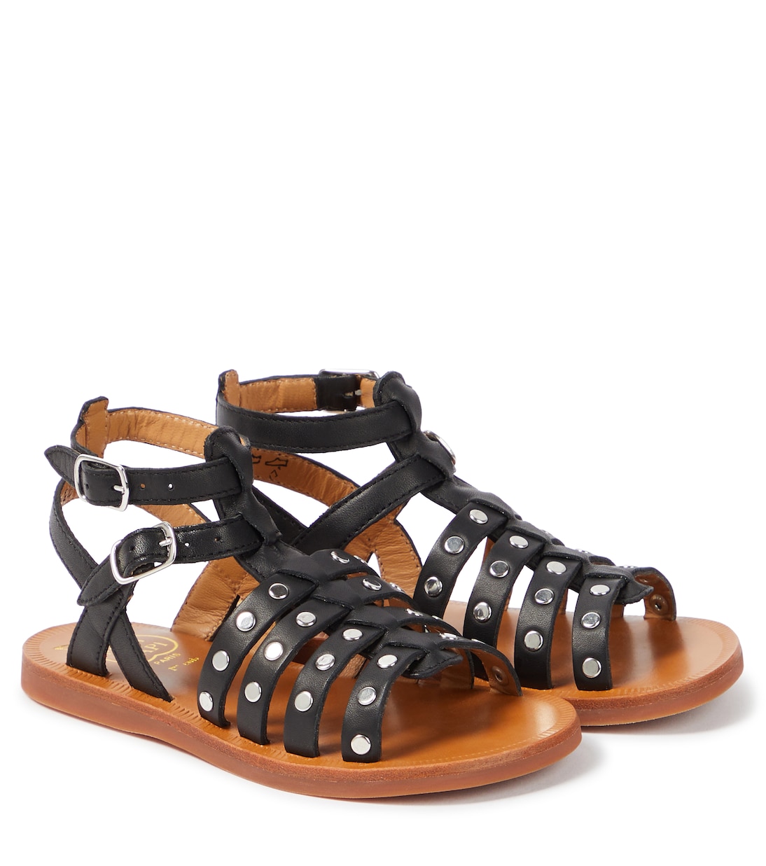 Sandalen Plagette Stud aus Leder | Pom d'Api