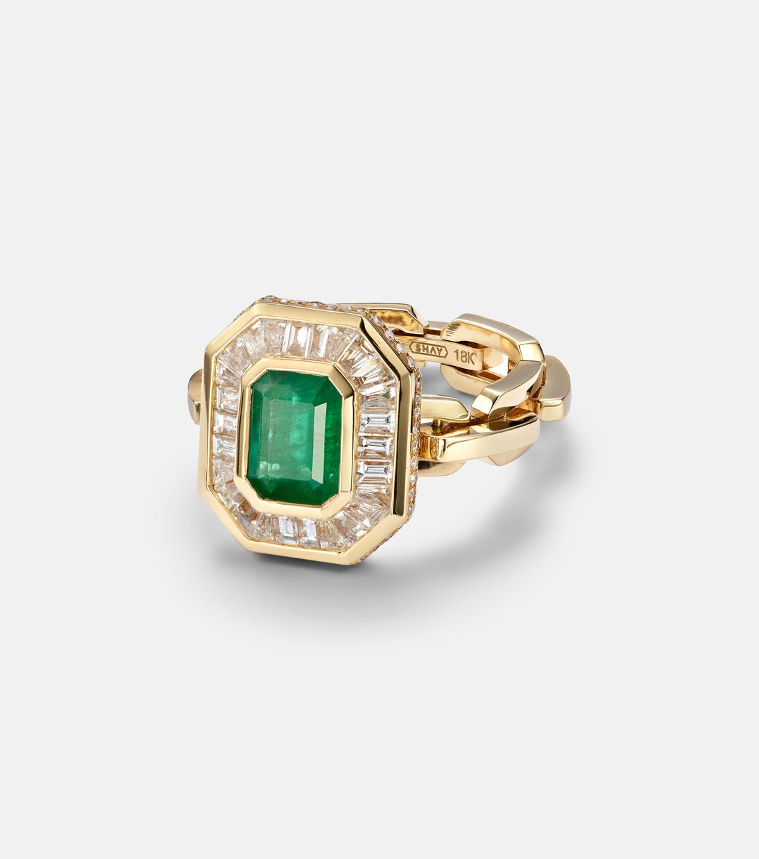 Anello Mini Halo in oro 18kt con smeraldo e diamanti, gioiello elegante per giovani