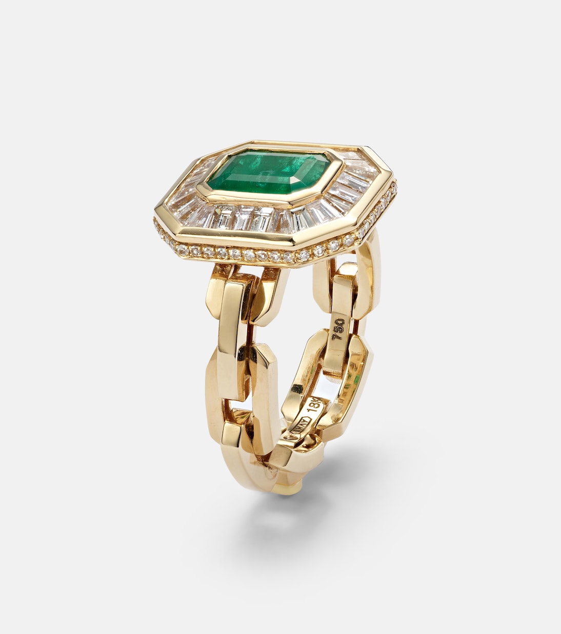 Bague Halo Mini en or 18 ct, émeraudes et diamants | Shay Jewelry