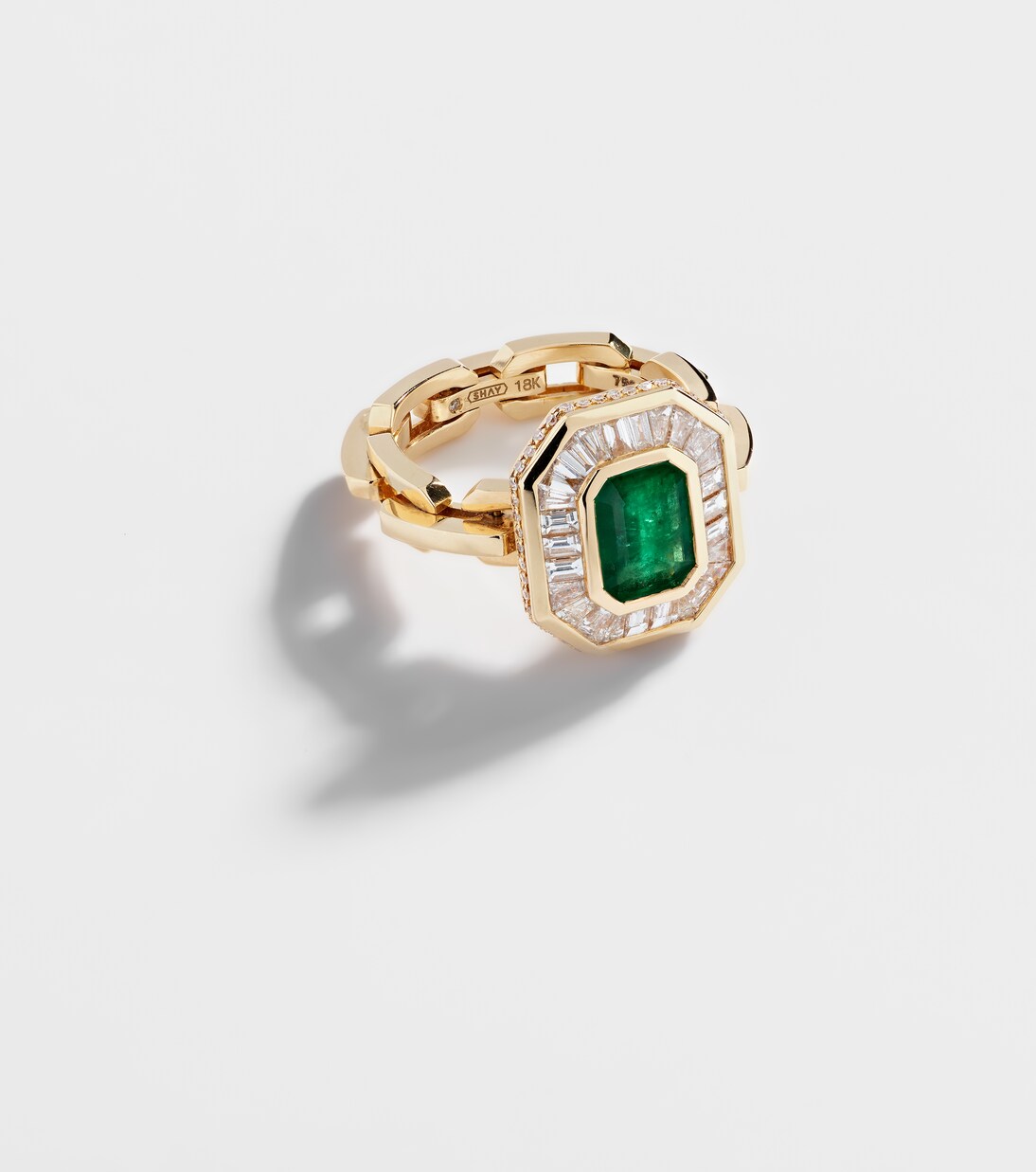 Anello Mini Halo in oro 18kt con smeraldo e diamanti, gioiello elegante per giovani