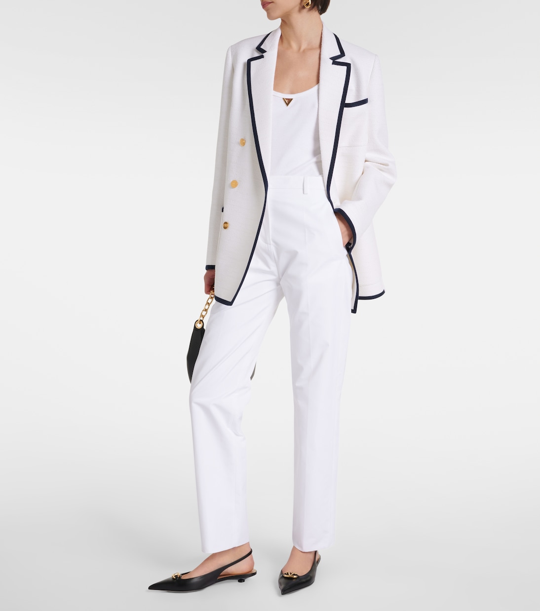Pantaloni slim in cotone a vita bassa | Valentino