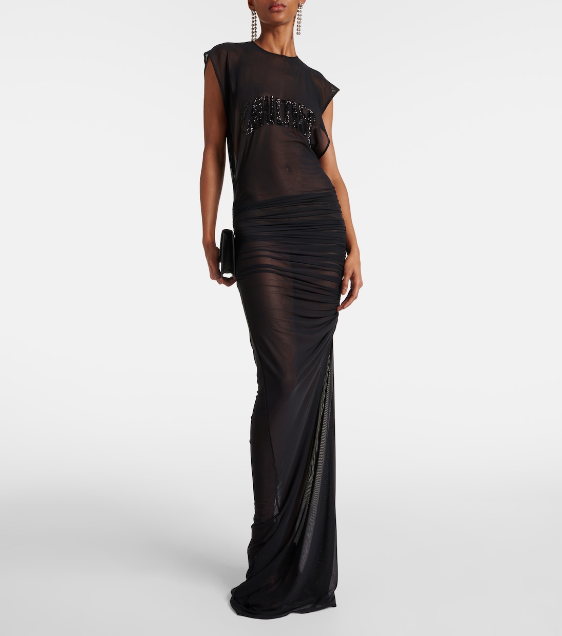 Embroidered mesh maxi dress shop