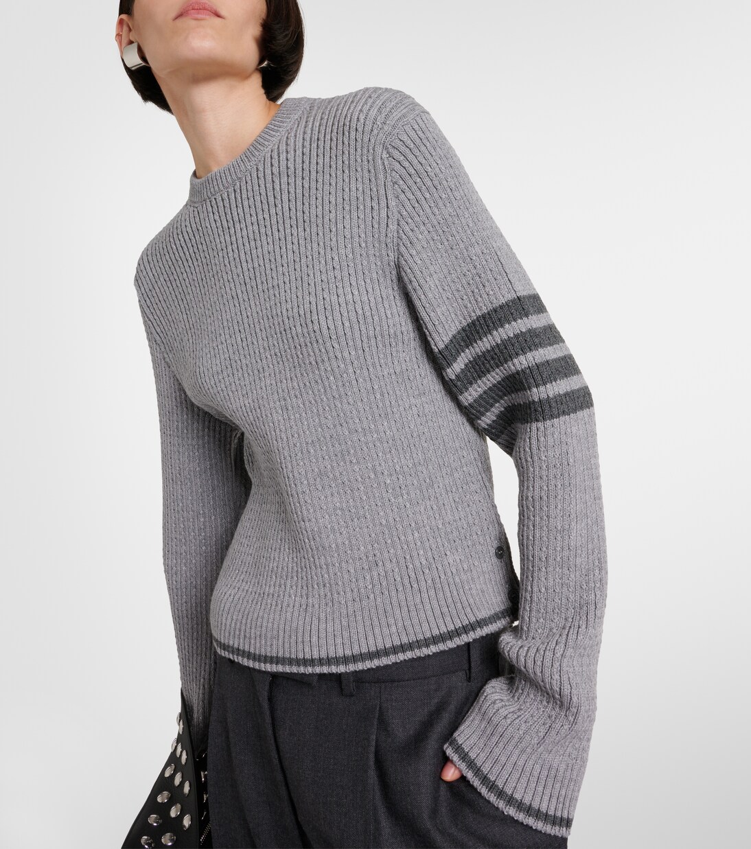 4-Bar ribbed-knit wool sweater in grey - Thom Browne | Mytheresa