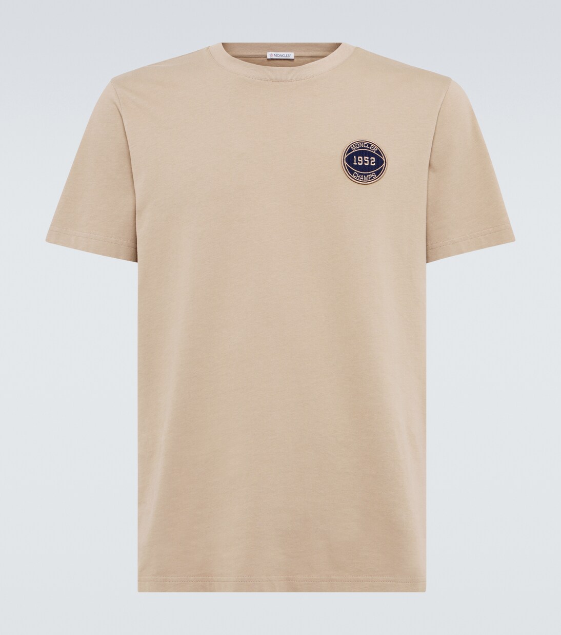 Embroidered cotton jersey T shirt in beige Moncler Mytheresa
