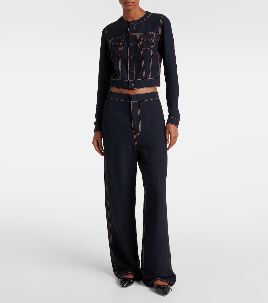 Fluid cropped wool-blend jacket | Alaïa