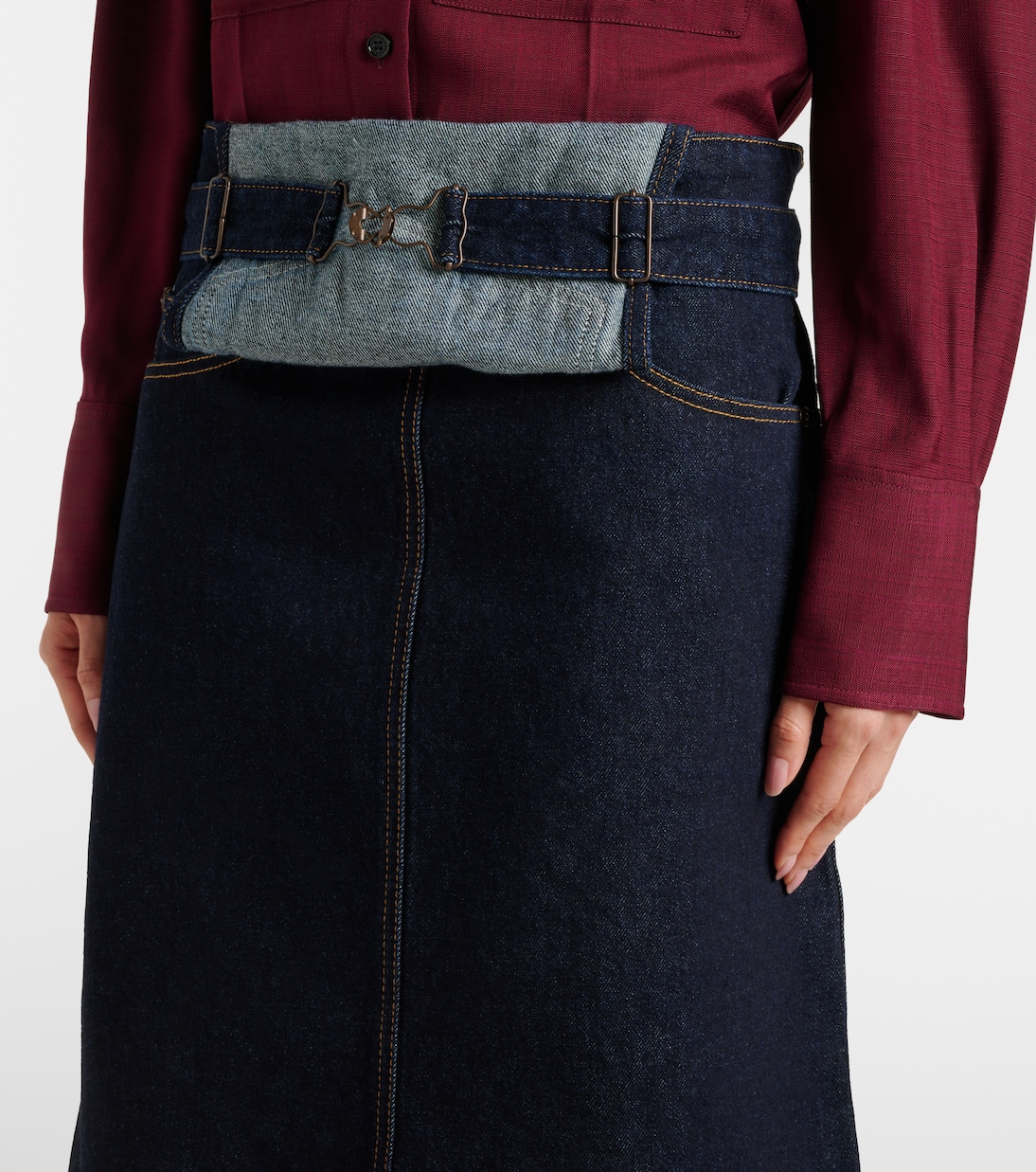 Falda midi convertible de denim | Victoria Beckham