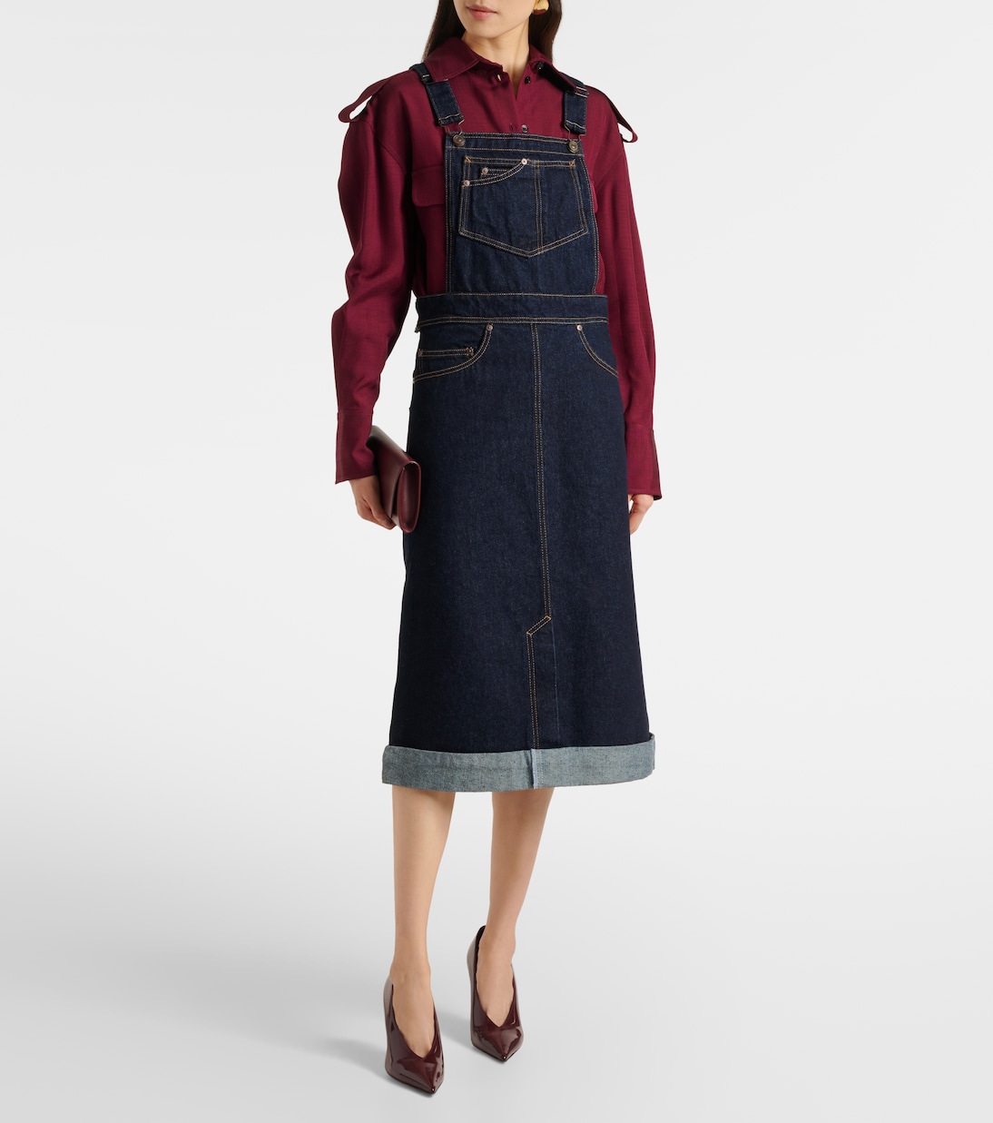 Falda midi convertible de denim | Victoria Beckham